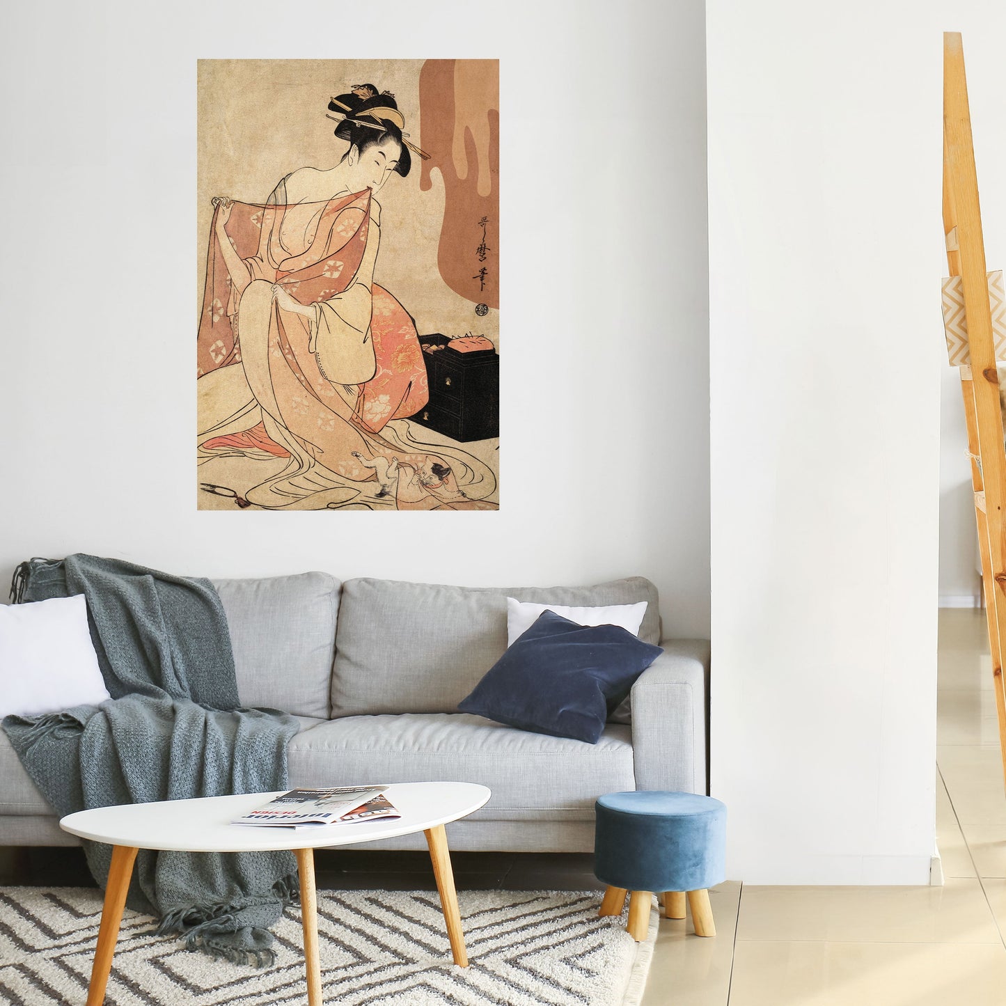 KVINNA, KATT OCH EXTRA BRUN vertikal poster med självhäftande text