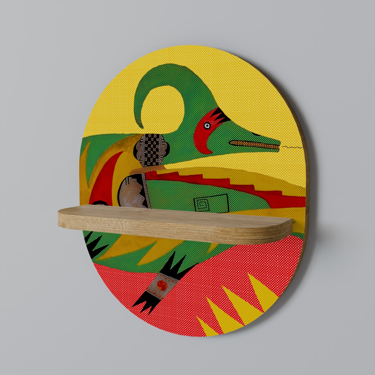 EXPRESSIVE AVANYU Oval Art Shelf In Oak Effect