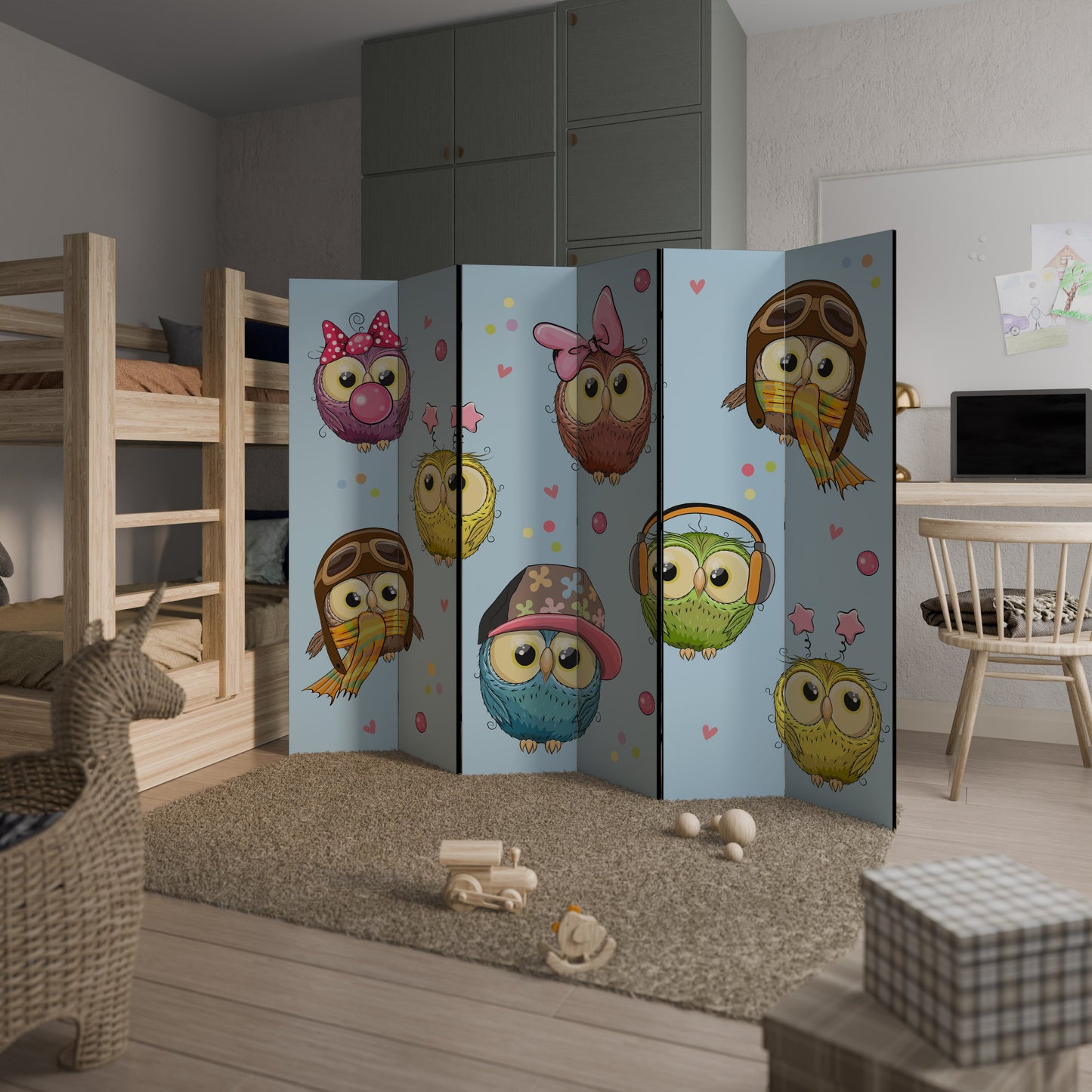 OWLY SQUAD Decorative 6-Panel Room Divider