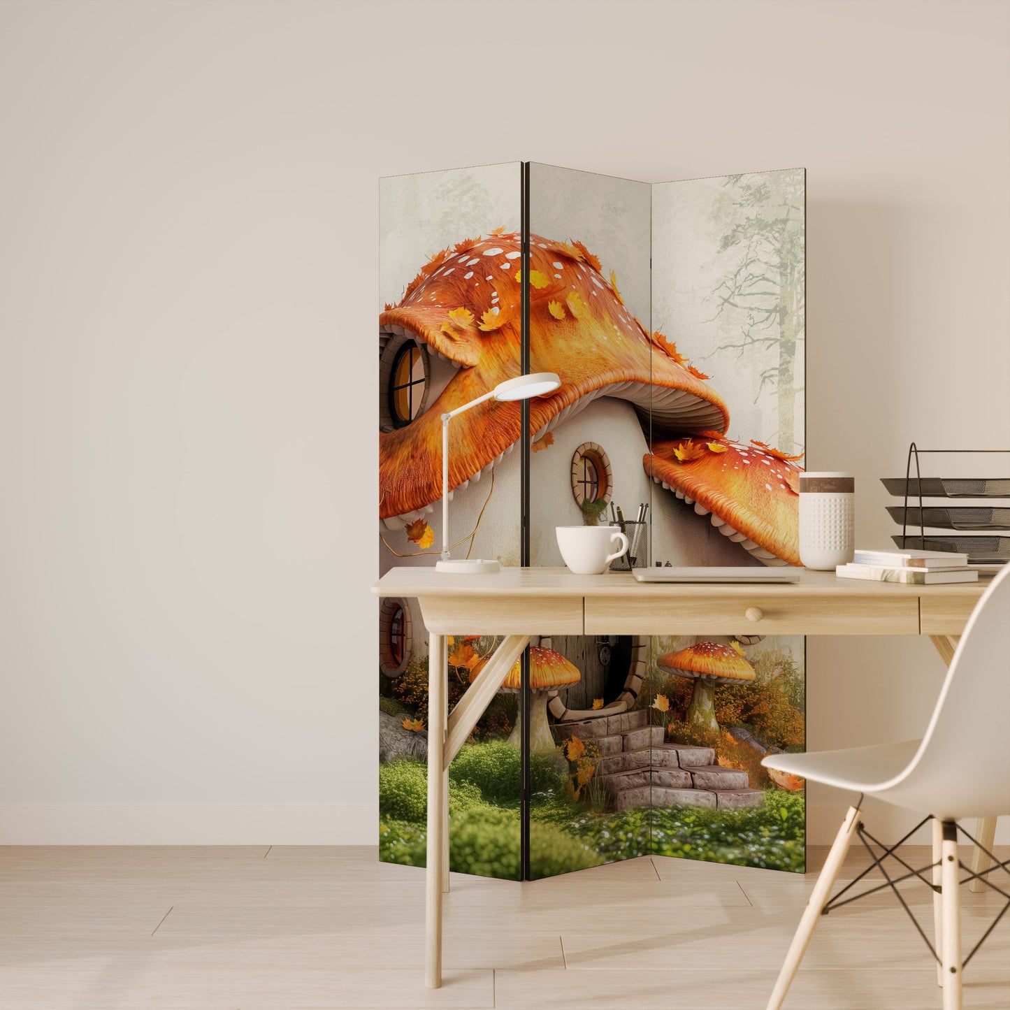 MYSTIC TOADSTOOL Dekorativ rumsavdelare med 3 paneler