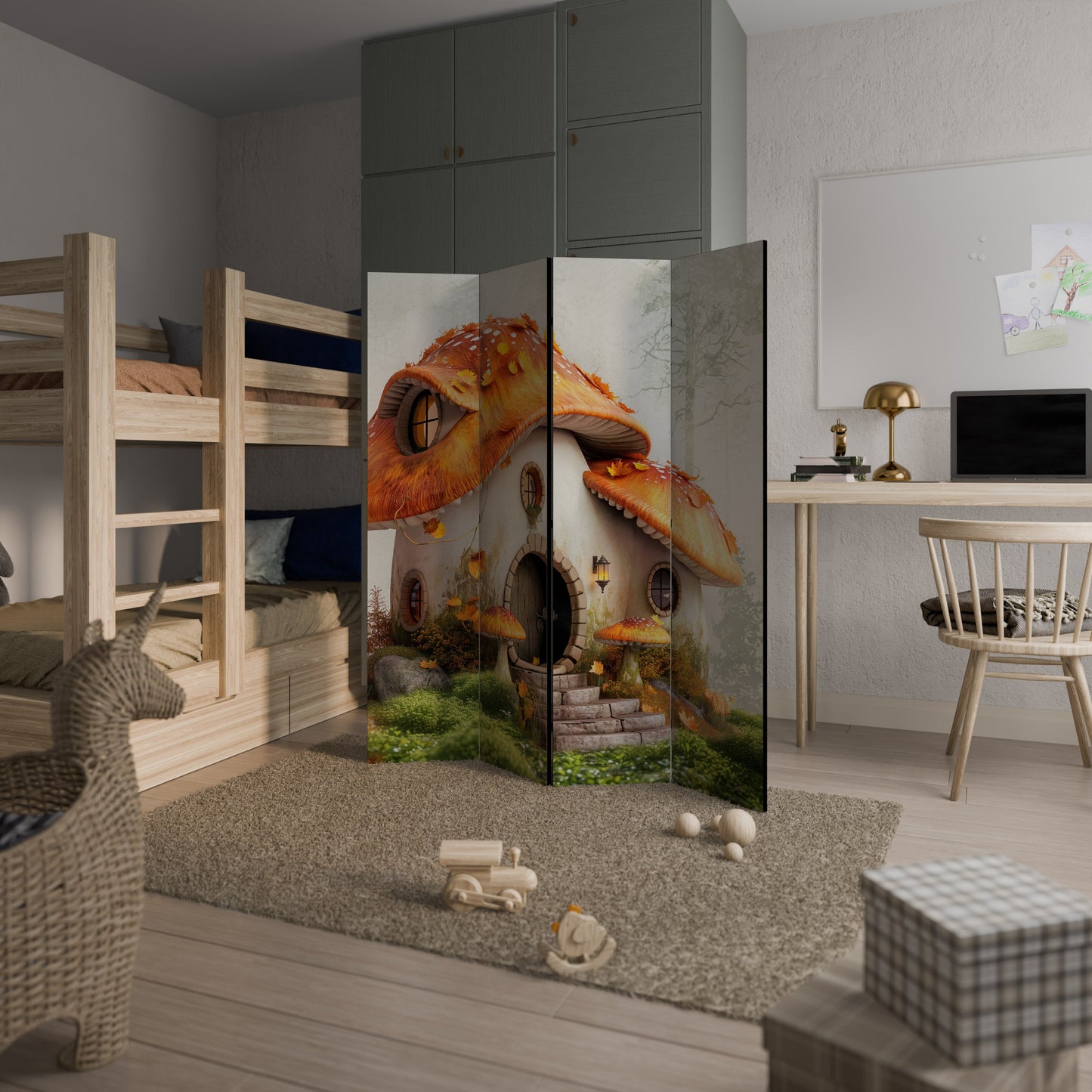 MYSTIC TOADSTOOL Decorative 4-Panel Room Divider