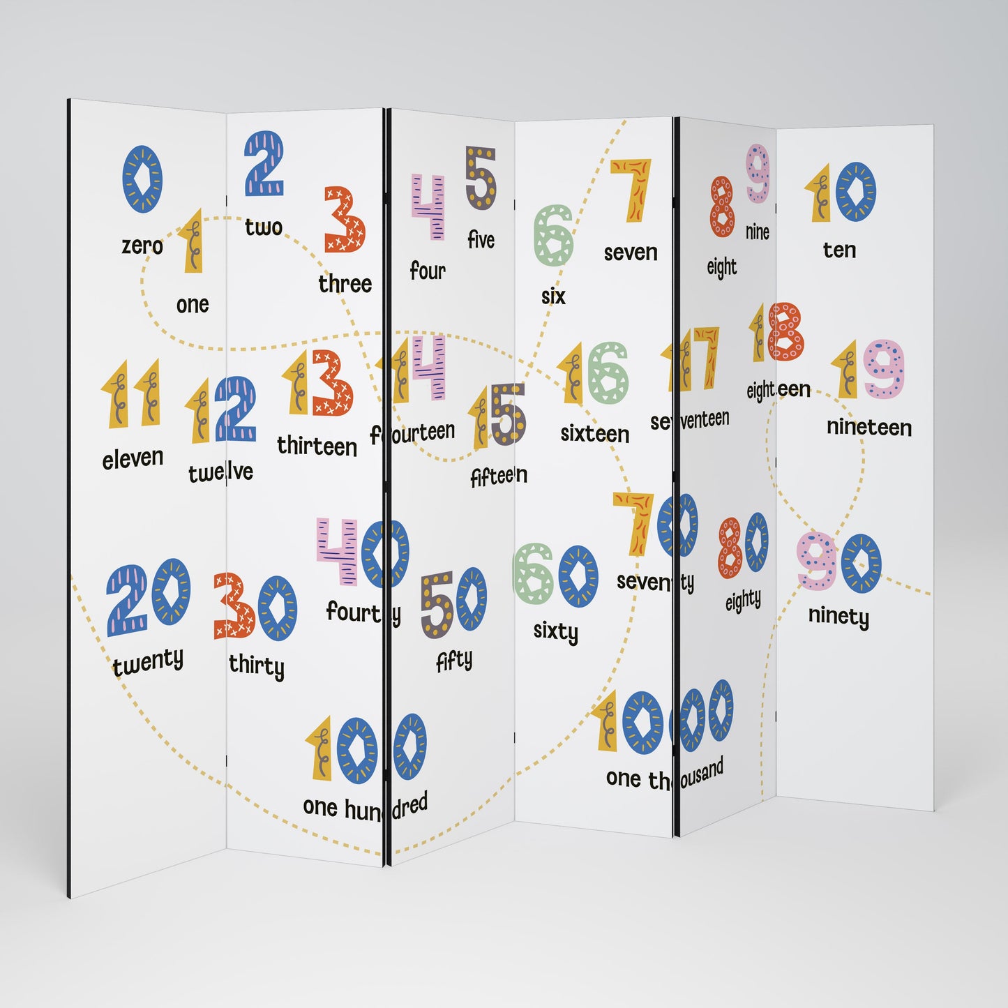 COUNTING LESSON Decorative 6-Panel Room Divider
