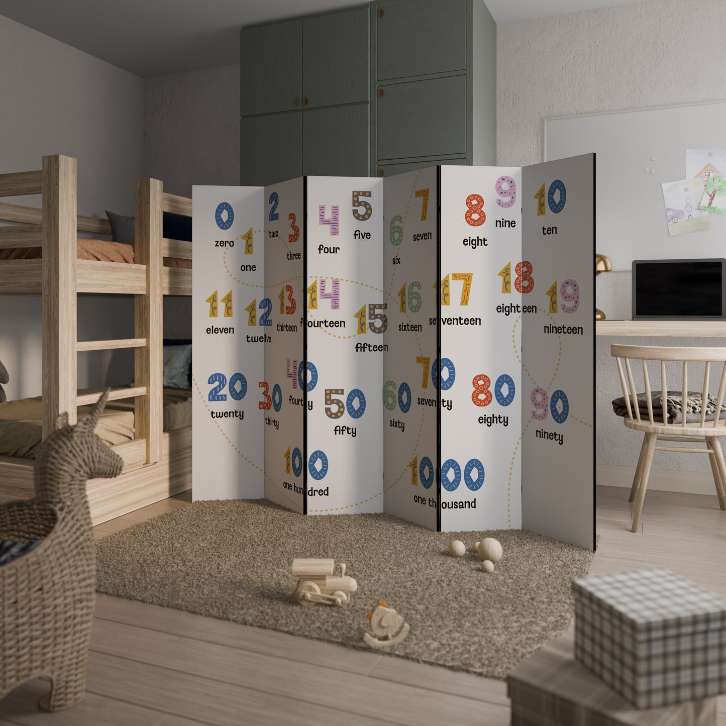 COUNTING LESSON Decorative 6-Panel Room Divider