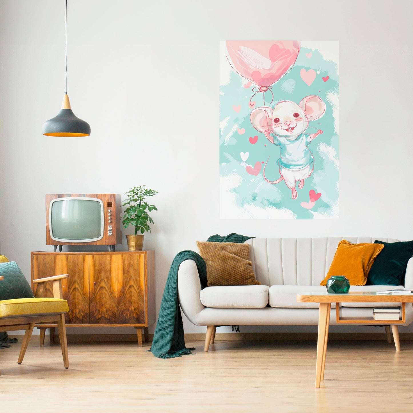 MOUSY FLOW vertikal affisch med självhäftande motiv