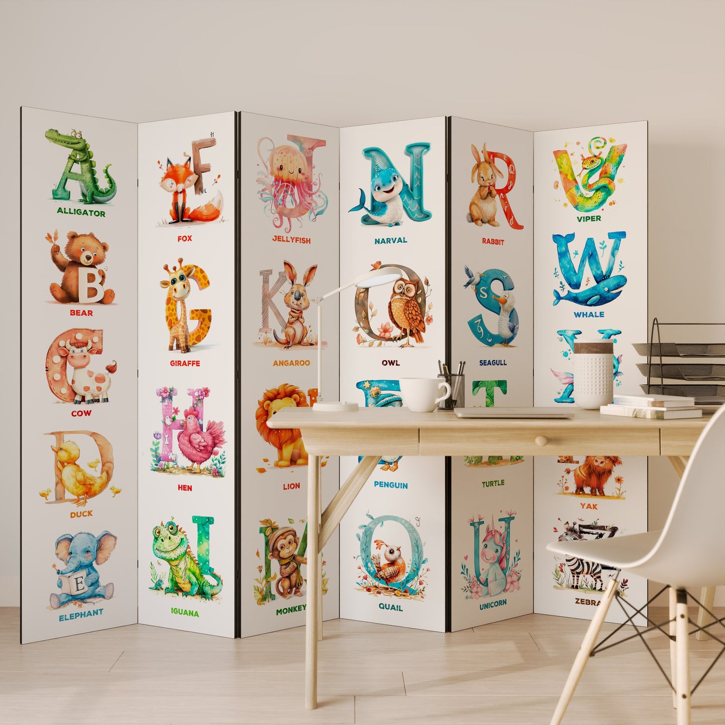 JOYFUL LETTERS Decorative 6-Panel Room Divider