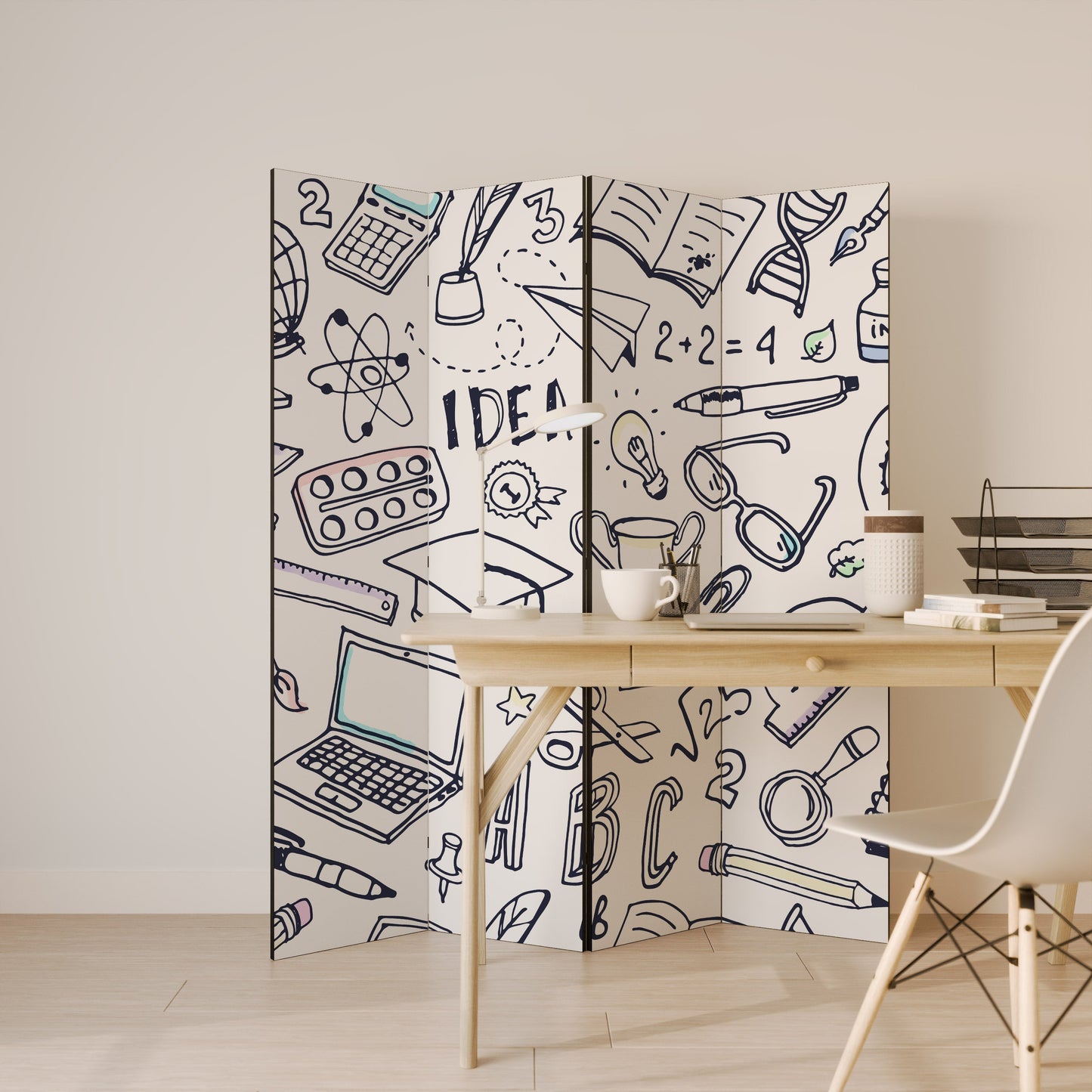 SCHOOL STUFF Decorative 4-Panel Room Divider