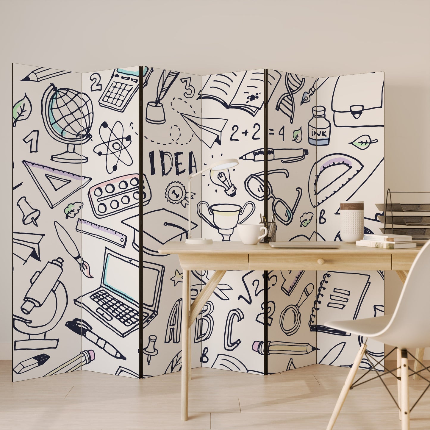 SCHOOL STUFF Decorative 6-Panel Room Divider