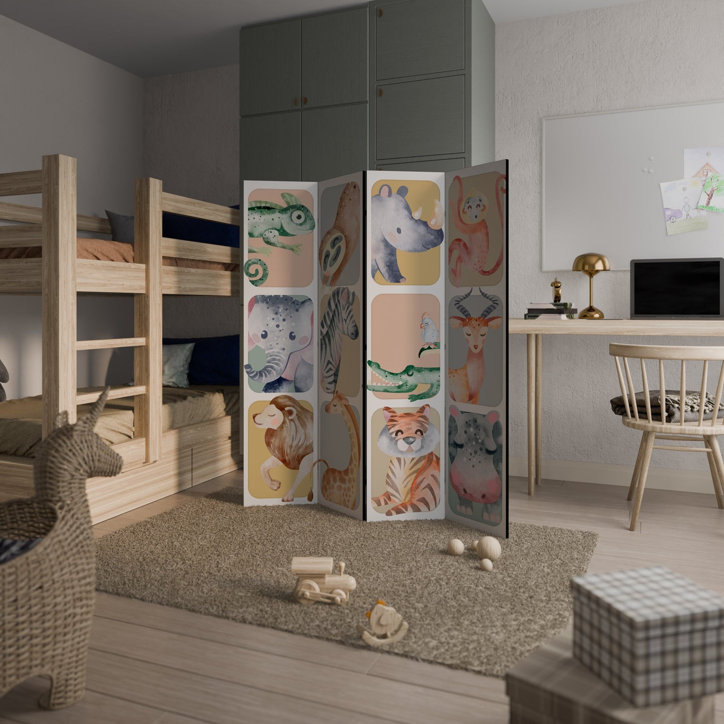 TROPICAL SQUAD Decorative 4-Panel Room Divider