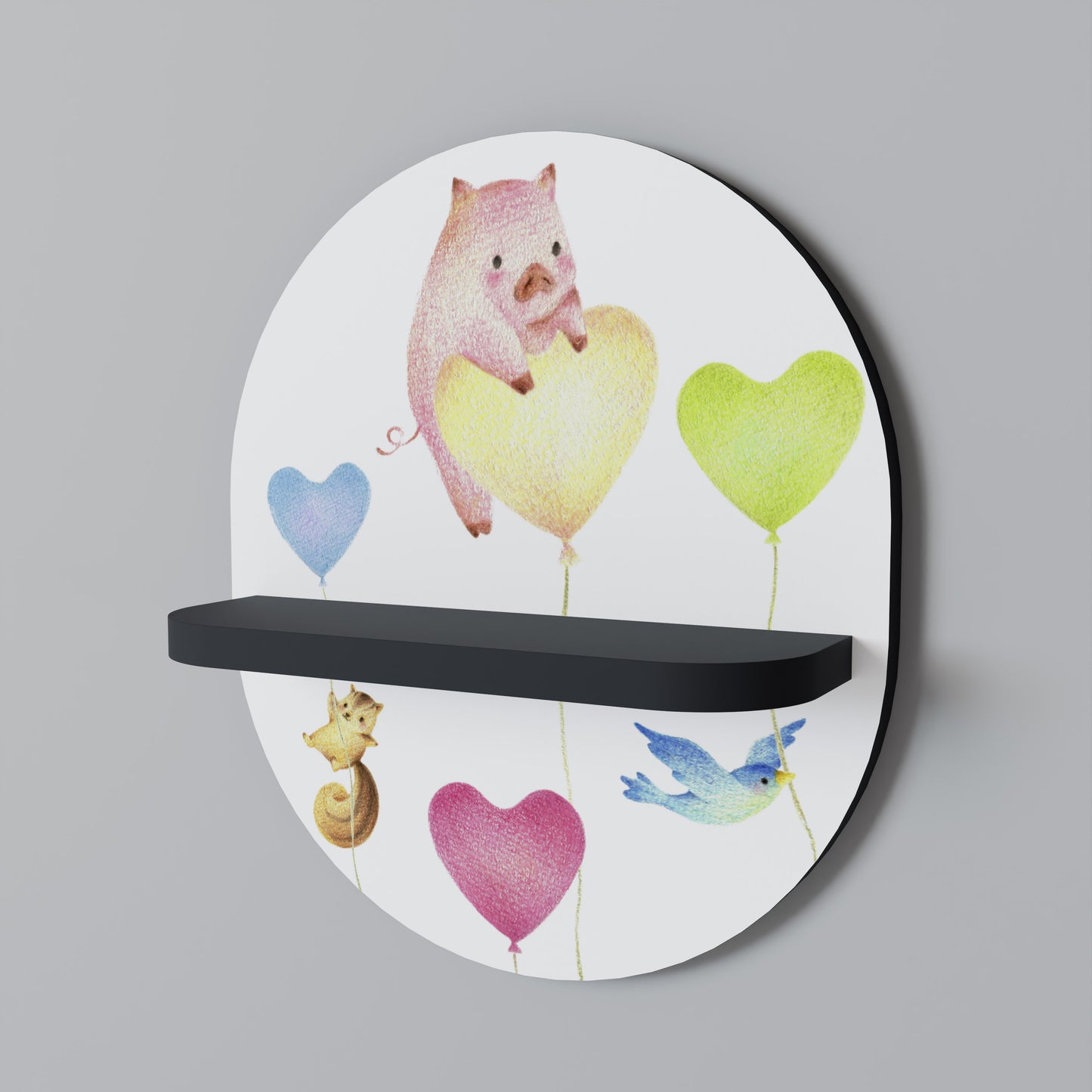 BALLONG VÄNNER Oval konsthylla i svart finish