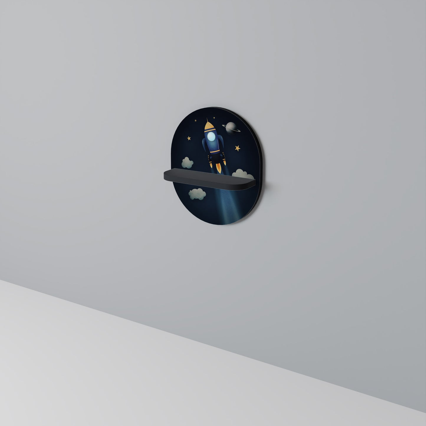 STELLAR SWING Oval konsthylla i svart finish