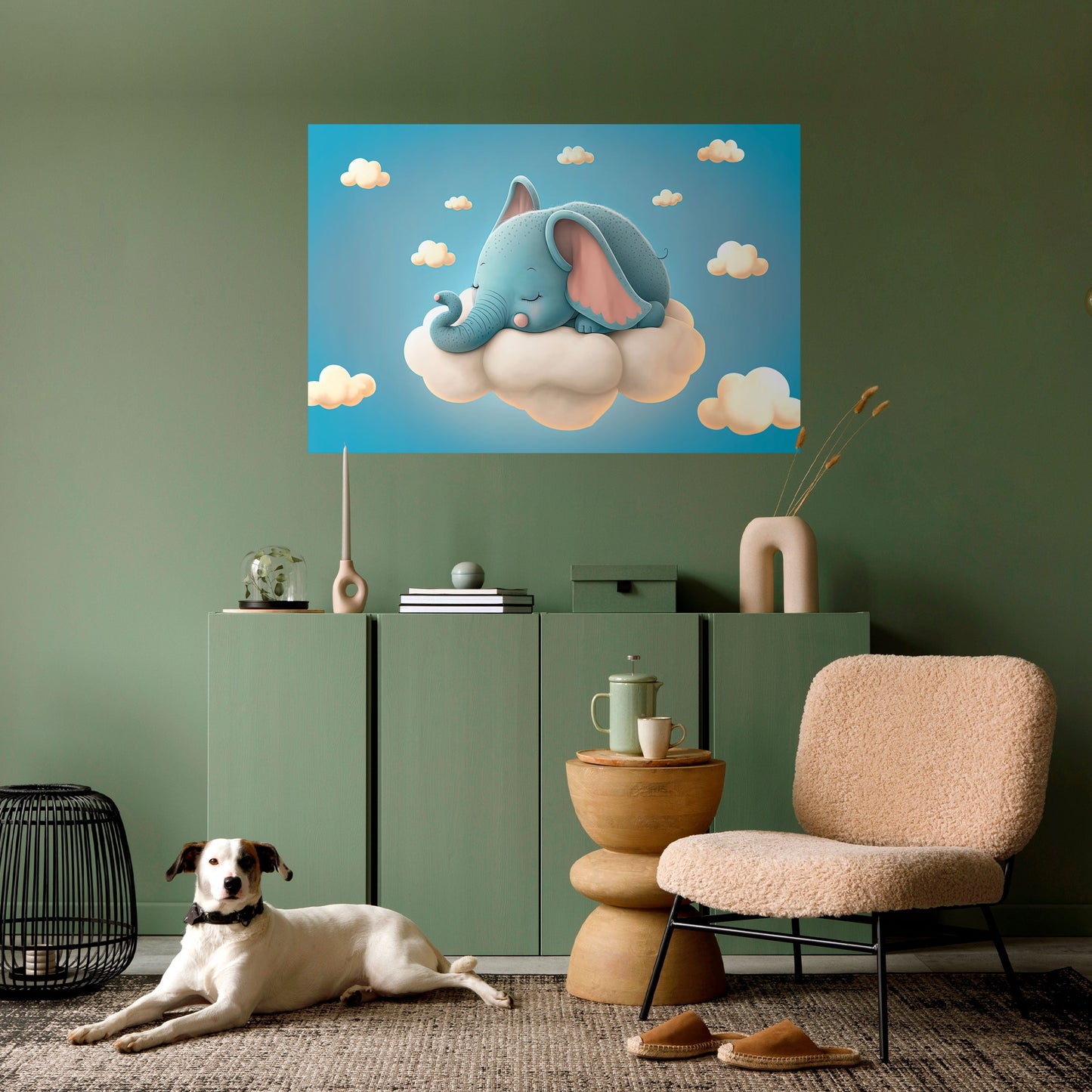 ELEFANTDRÖMMAR horisontell poster med självhäftande motiv