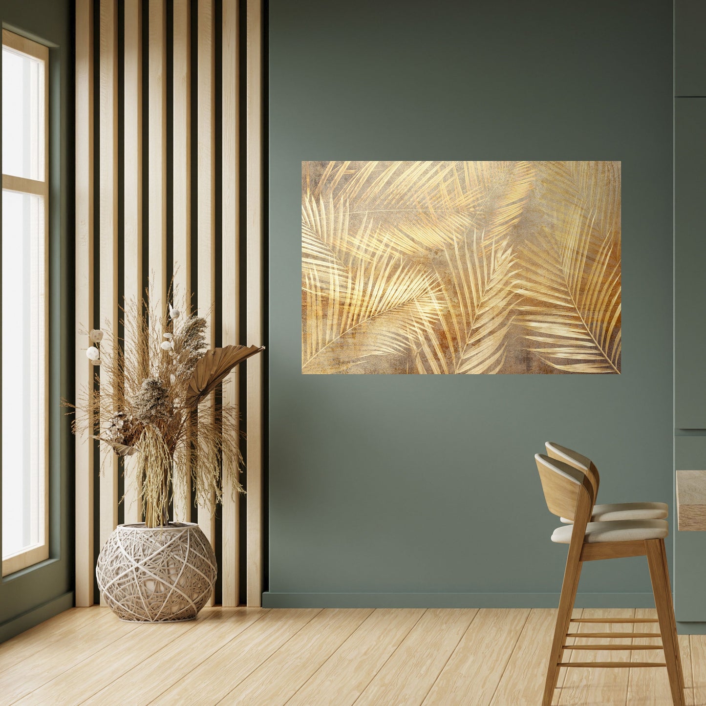 GYLLENE PALM DRÖMLANDSKAP horisontell poster med självhäftande text