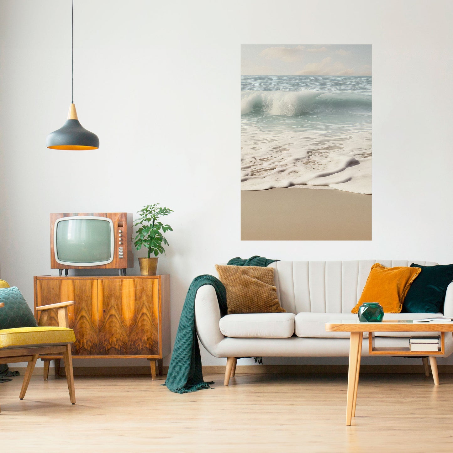 OCEAN WHISPER Vertikal affisch med självhäftande text