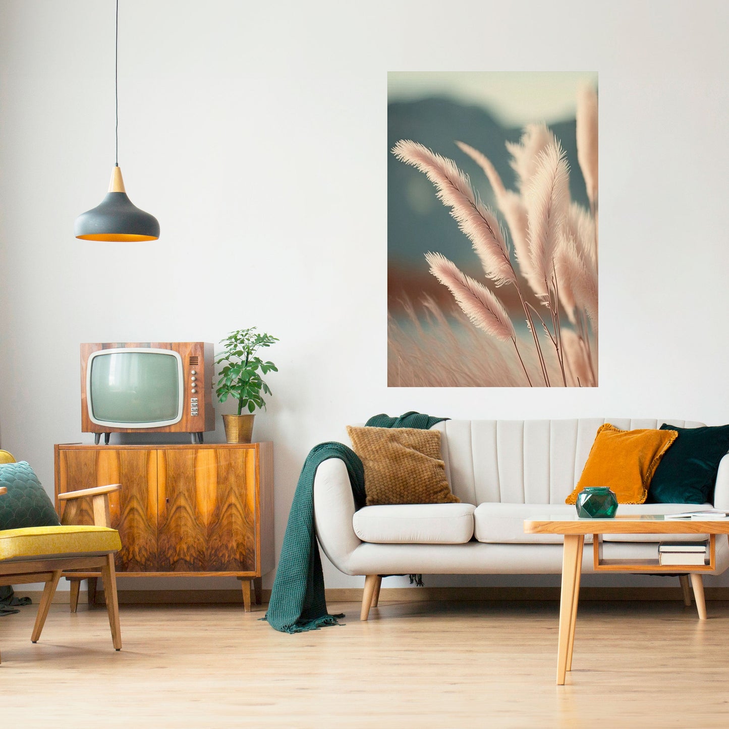 Pampas Dreamscape vertikal poster med självhäftande motiv