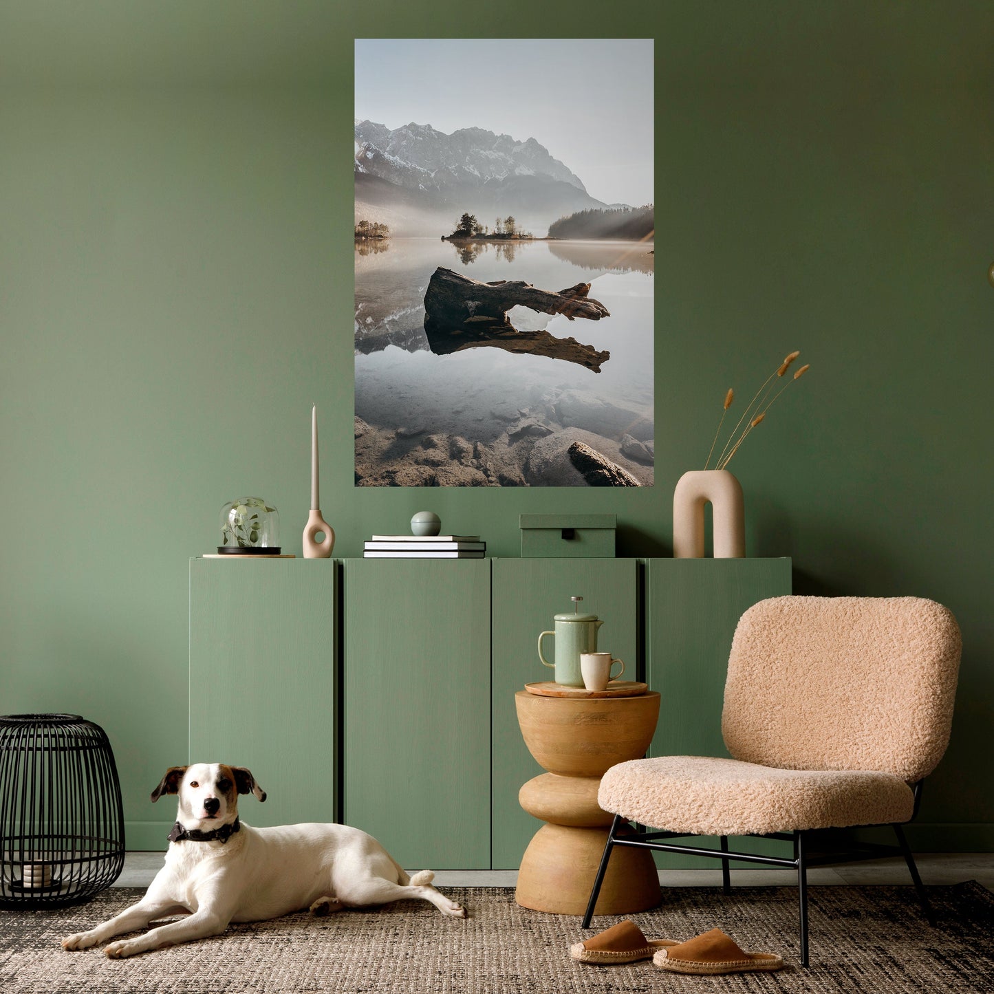 TYST VATTENLANDSKAP vertikal poster med självhäftande text