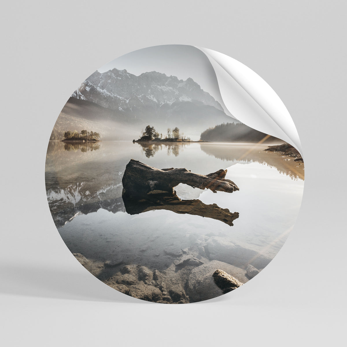 SILENT WATERSCAPE Peel and Stick Round Sticker