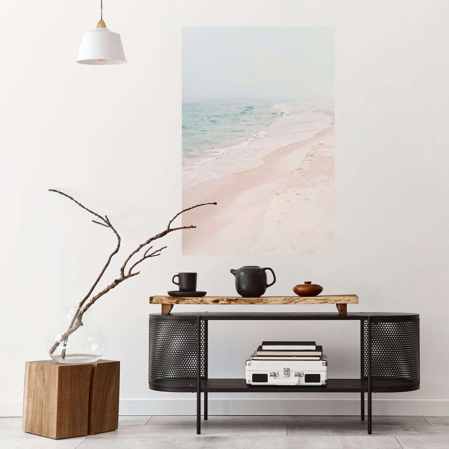 MISTY SHORELINE BLISS Vertikal poster med självhäftande text
