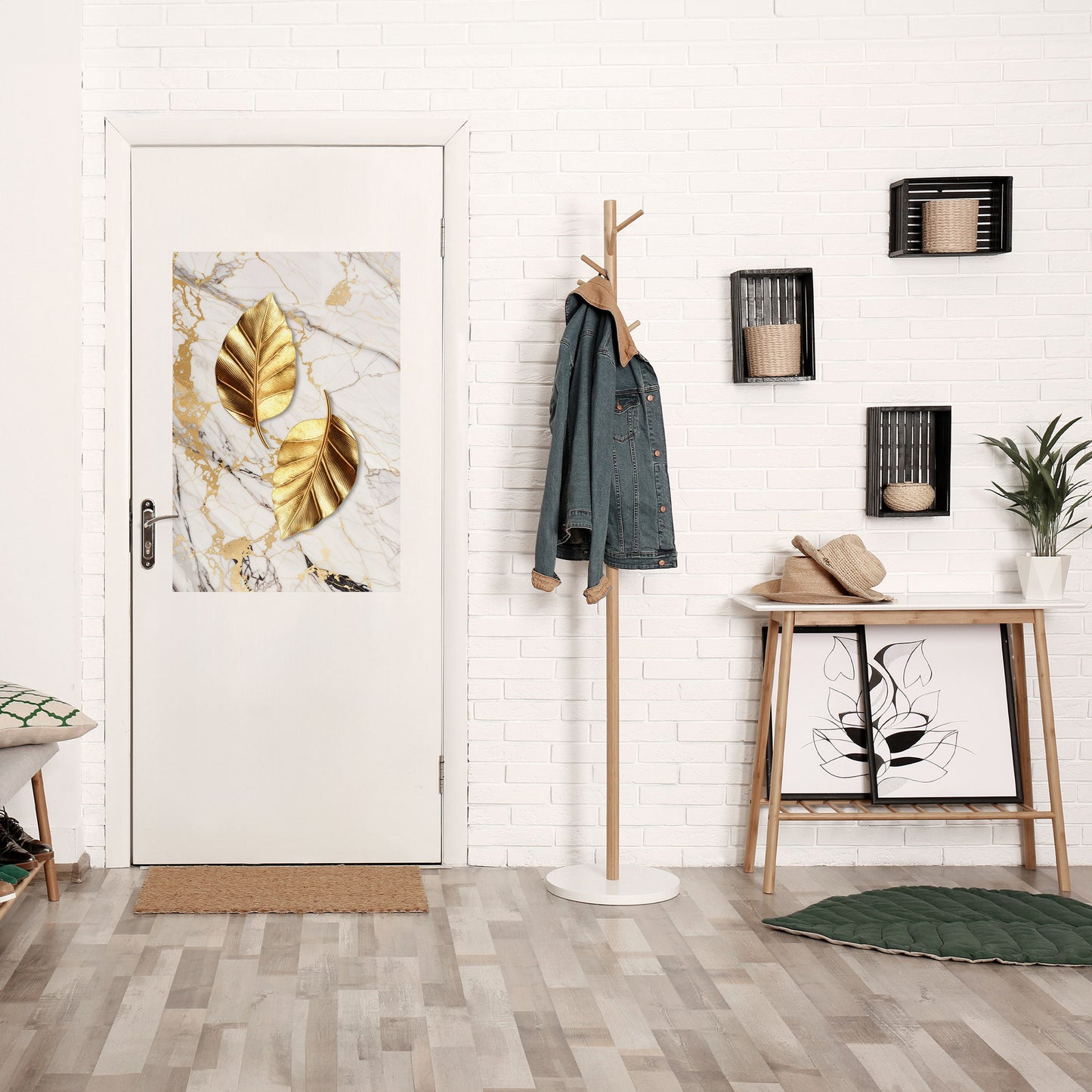 MARMOR MÖTER NATUREN Vertikal poster med självhäftande mönster