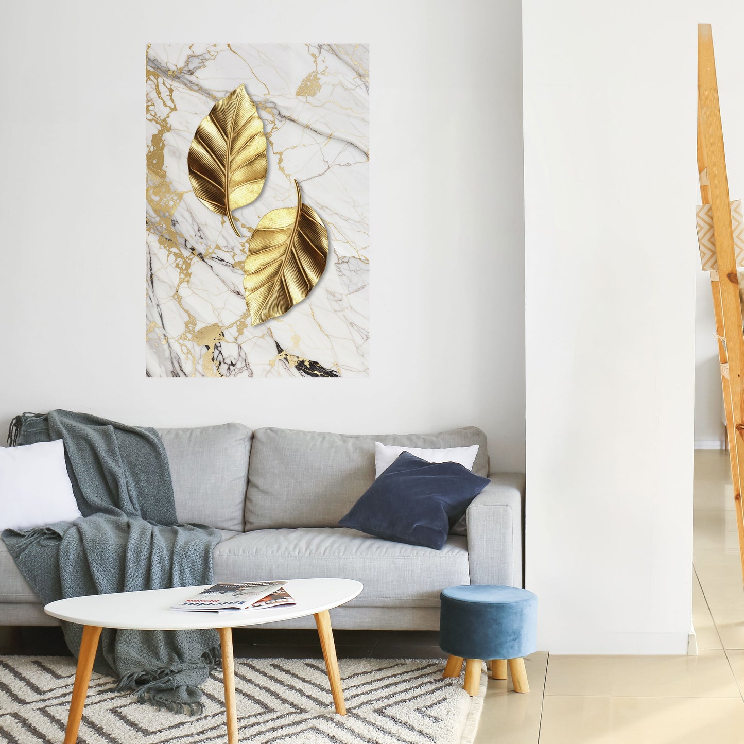 MARMOR MÖTER NATUREN Vertikal poster med självhäftande mönster