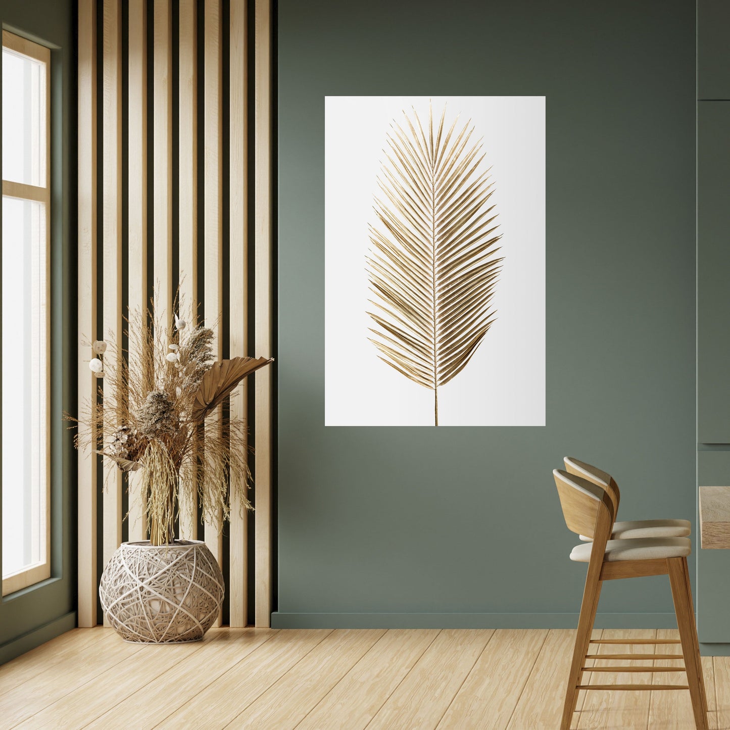 GOLDEN PALM ELEGANCE vertikal poster med självhäftande text