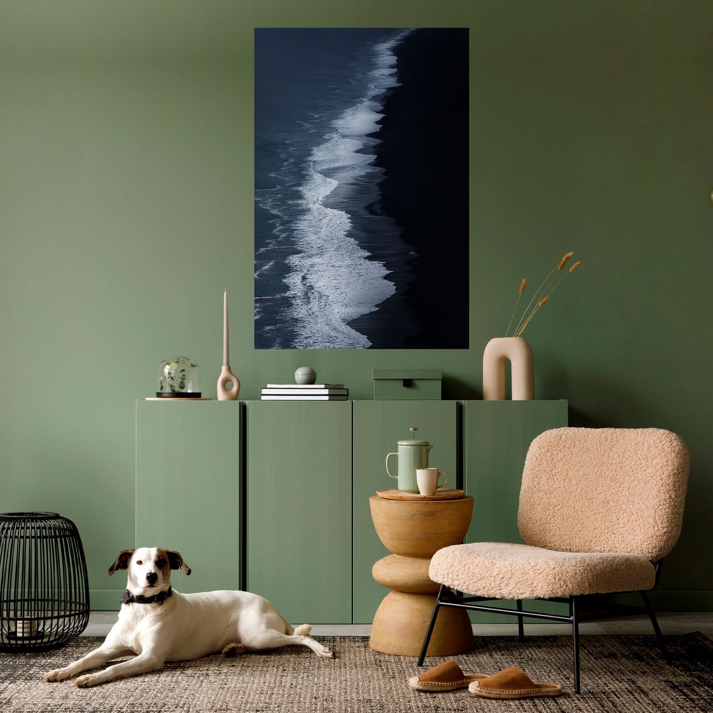 OCEAN'S WHISPER vertikal poster med självhäftande text