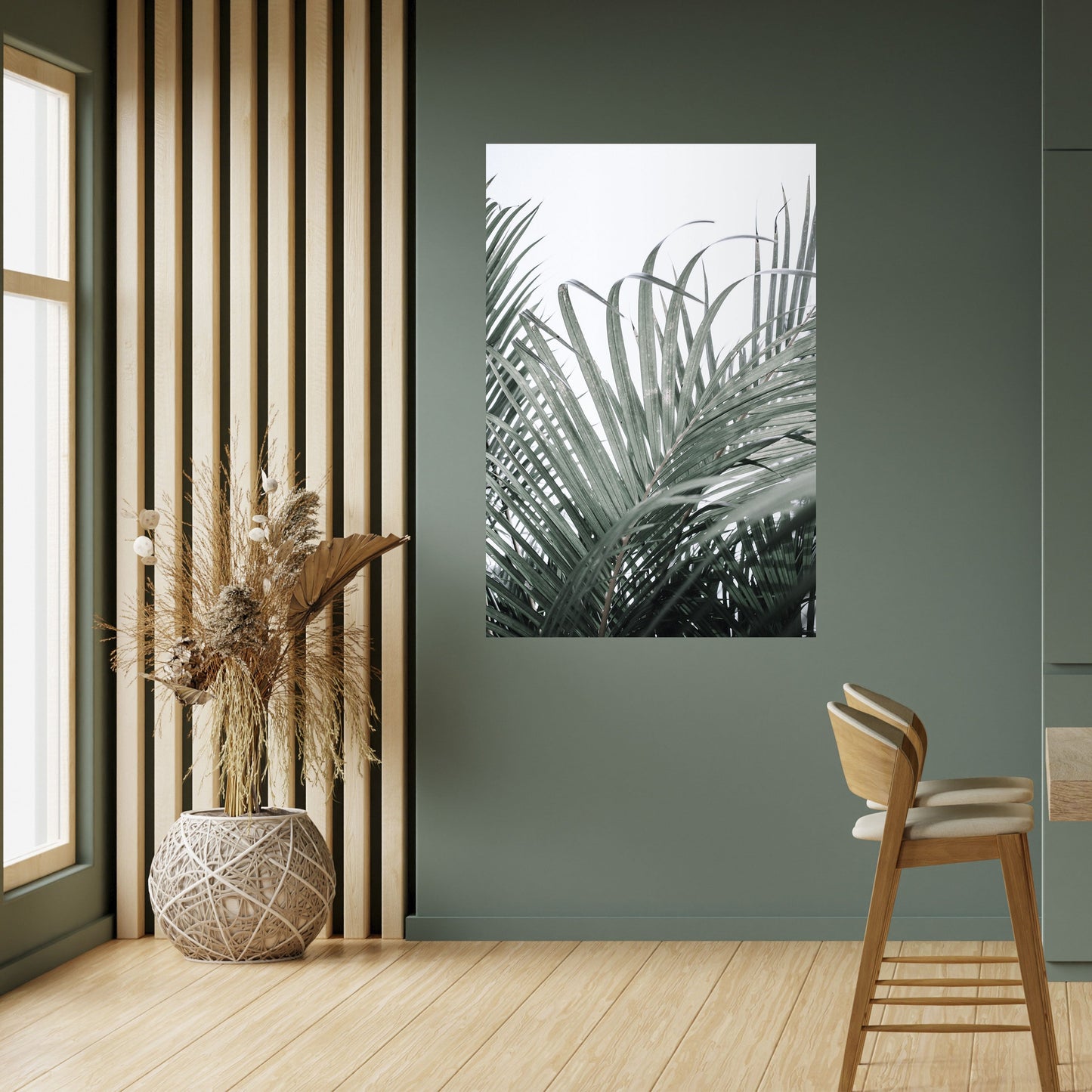 PALM WHISPERS vertikal affisch med självhäftande motiv