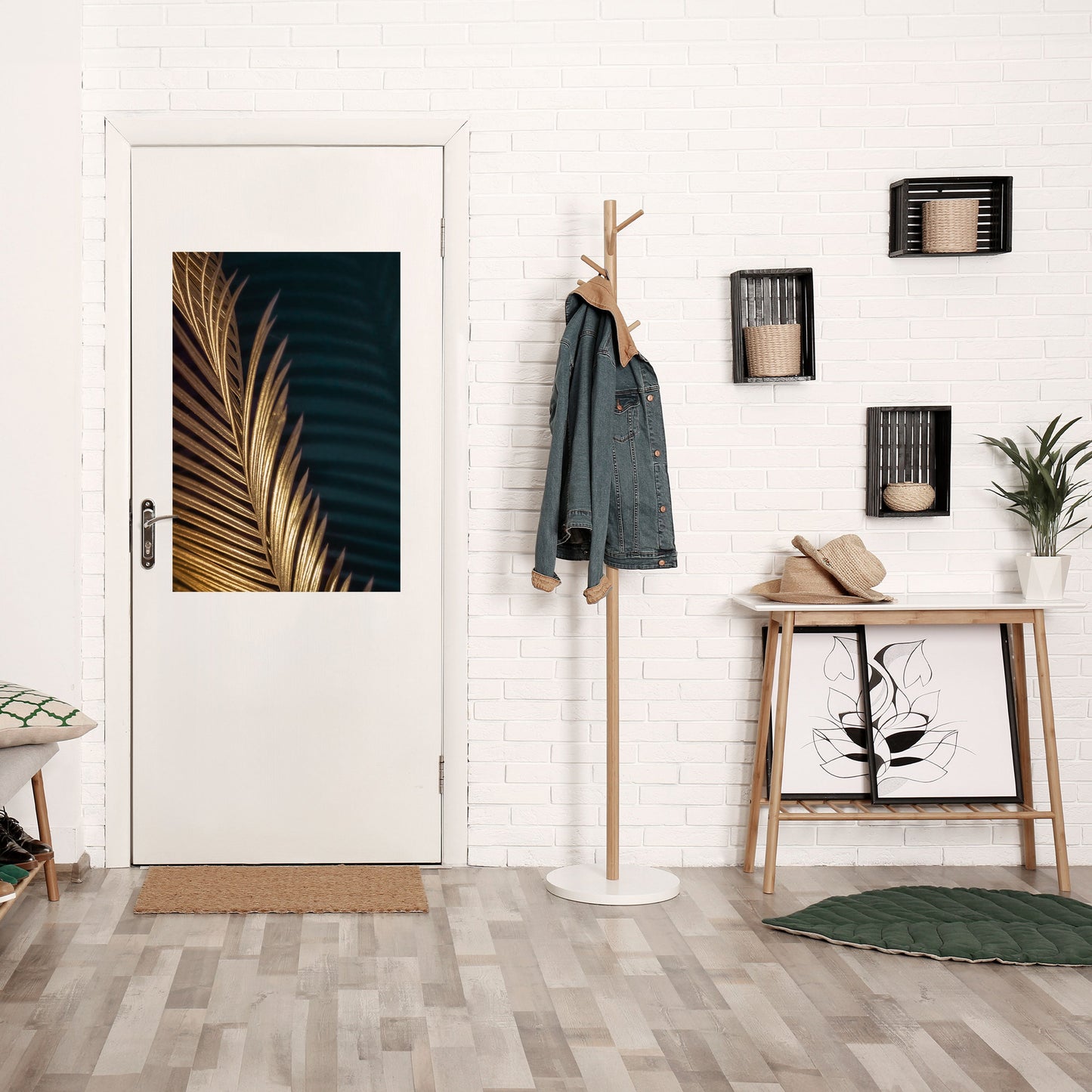 LUXE LEAF DANCE Vertikal poster med självhäftande text
