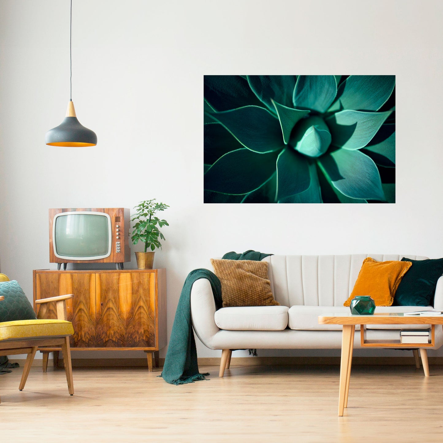 MYSTISK GRÖN VIRVEL Horisontell Poster med självhäftande mönster