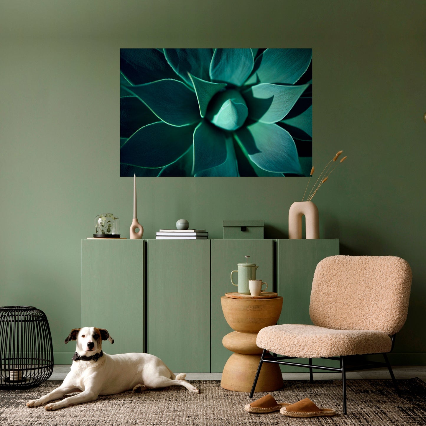 MYSTISK GRÖN VIRVEL Horisontell Poster med självhäftande mönster