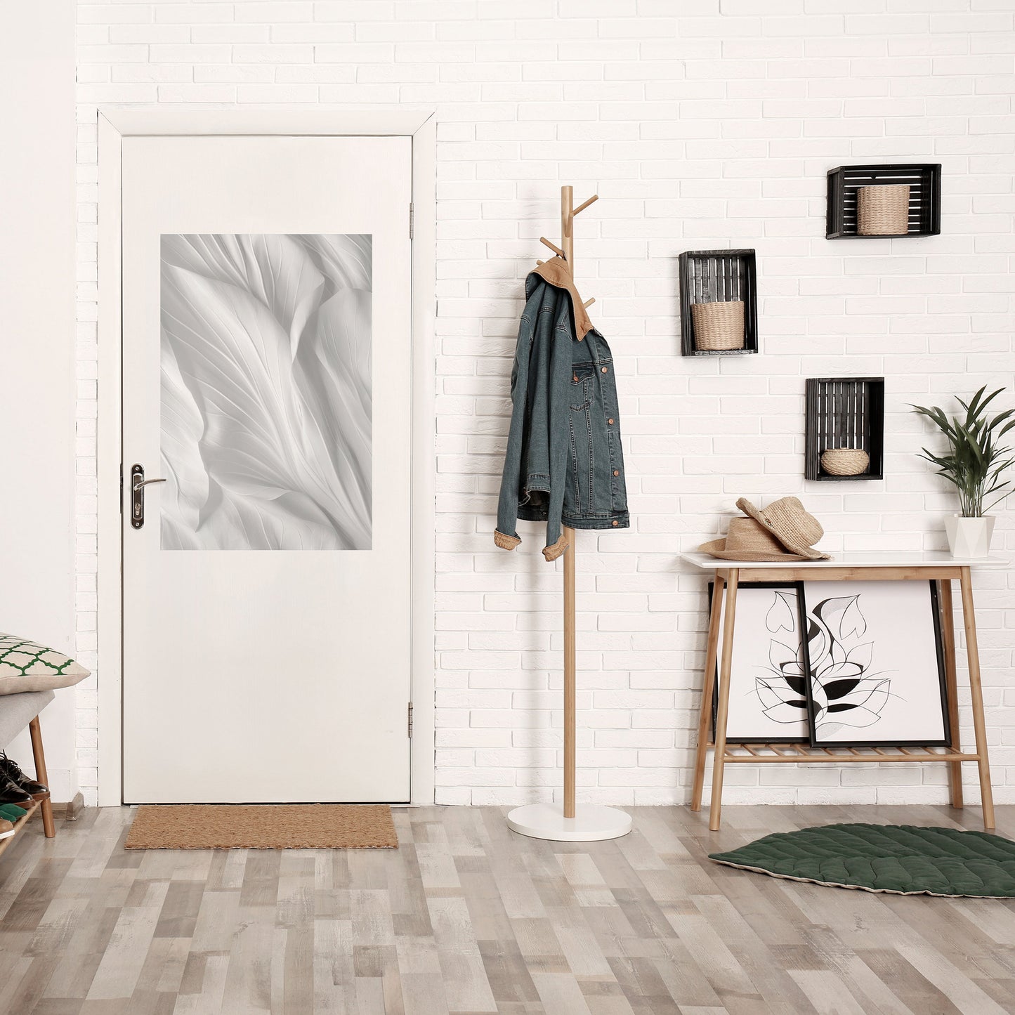 SILKEN SERENITY vertikal poster med självhäftande text