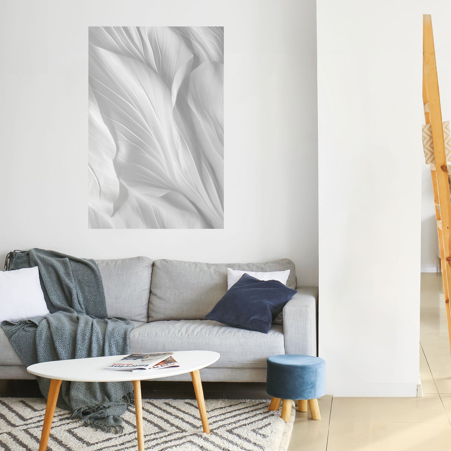SILKEN SERENITY vertikal poster med självhäftande text