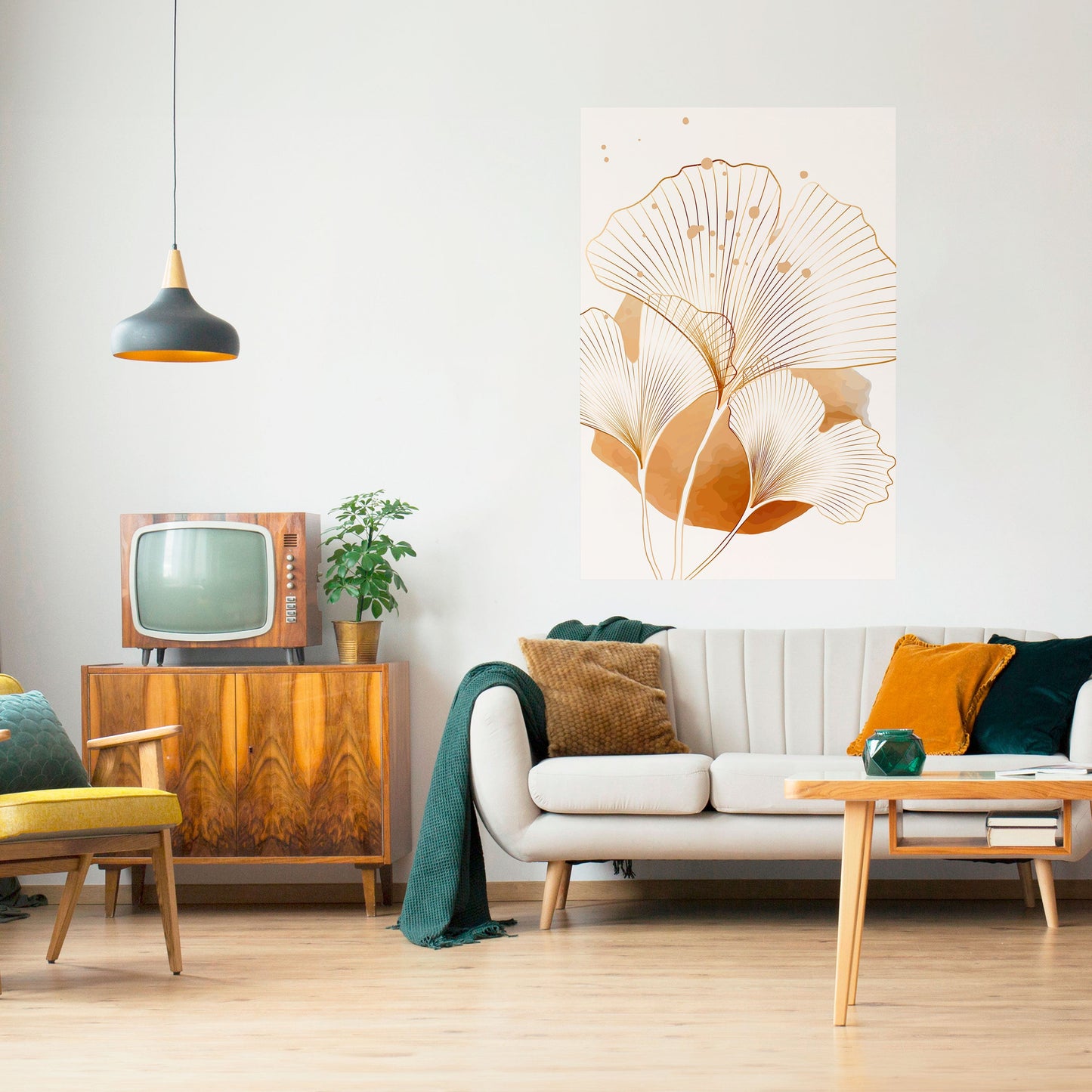 GYLLENE GINKGO-DRÖMMAR, skalbar och självhäftande poster