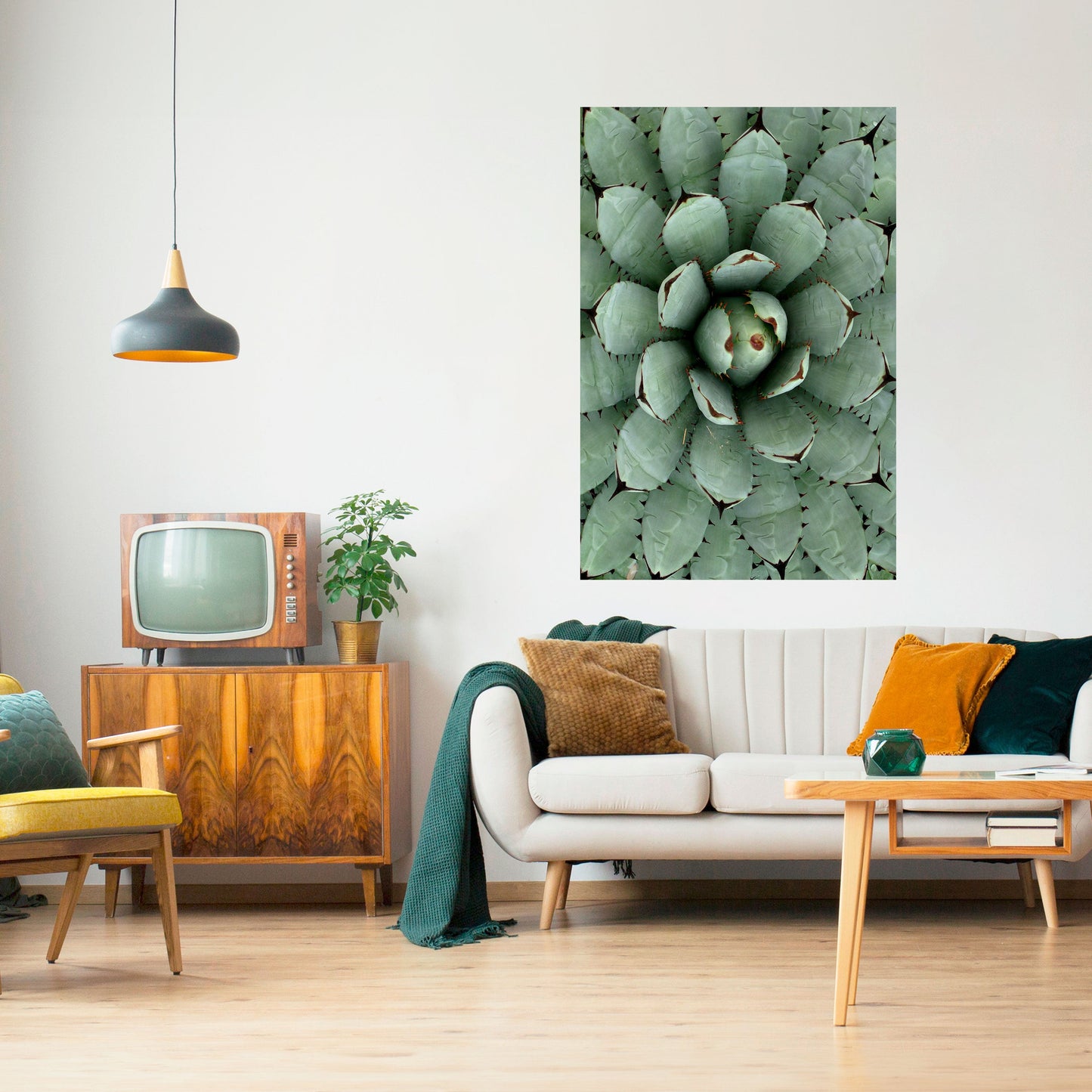 SUKKULENT SYMMETRI Vertikal Poster med självhäftande text
