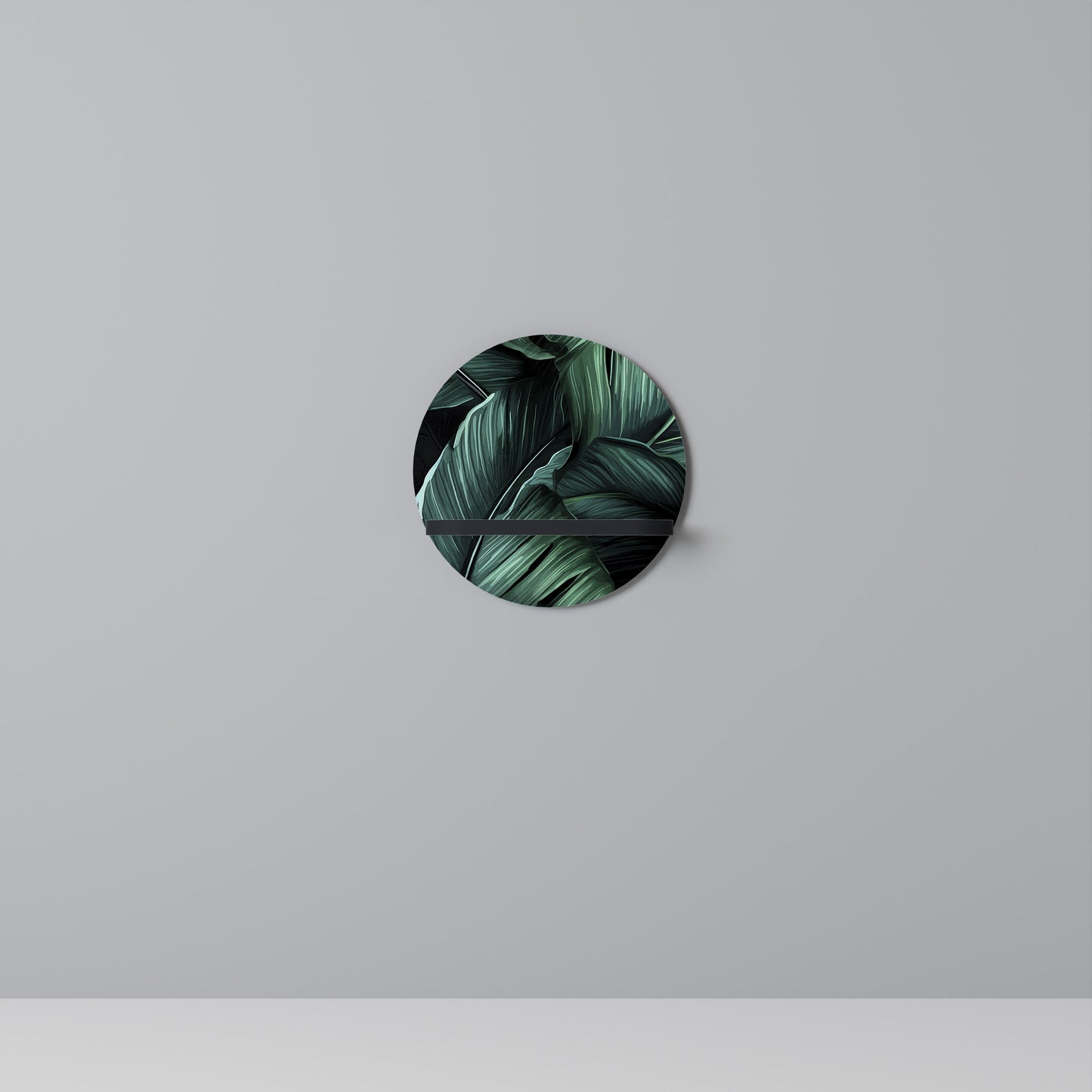 LEAFY ELEGANCE Rund konsthylla i svart finish