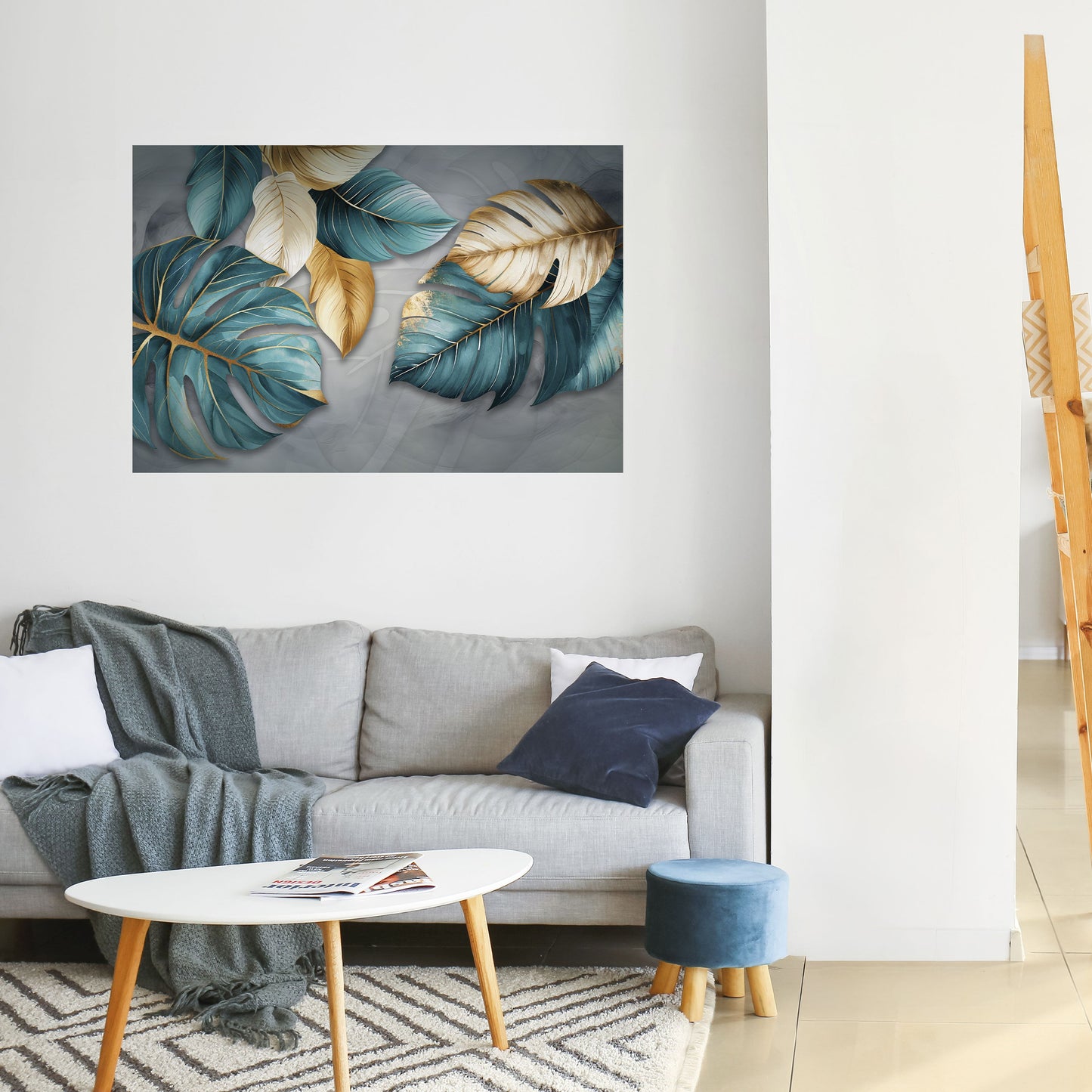 ELEGANCE IN LEAVES Peel and Stick Horizontal Poster