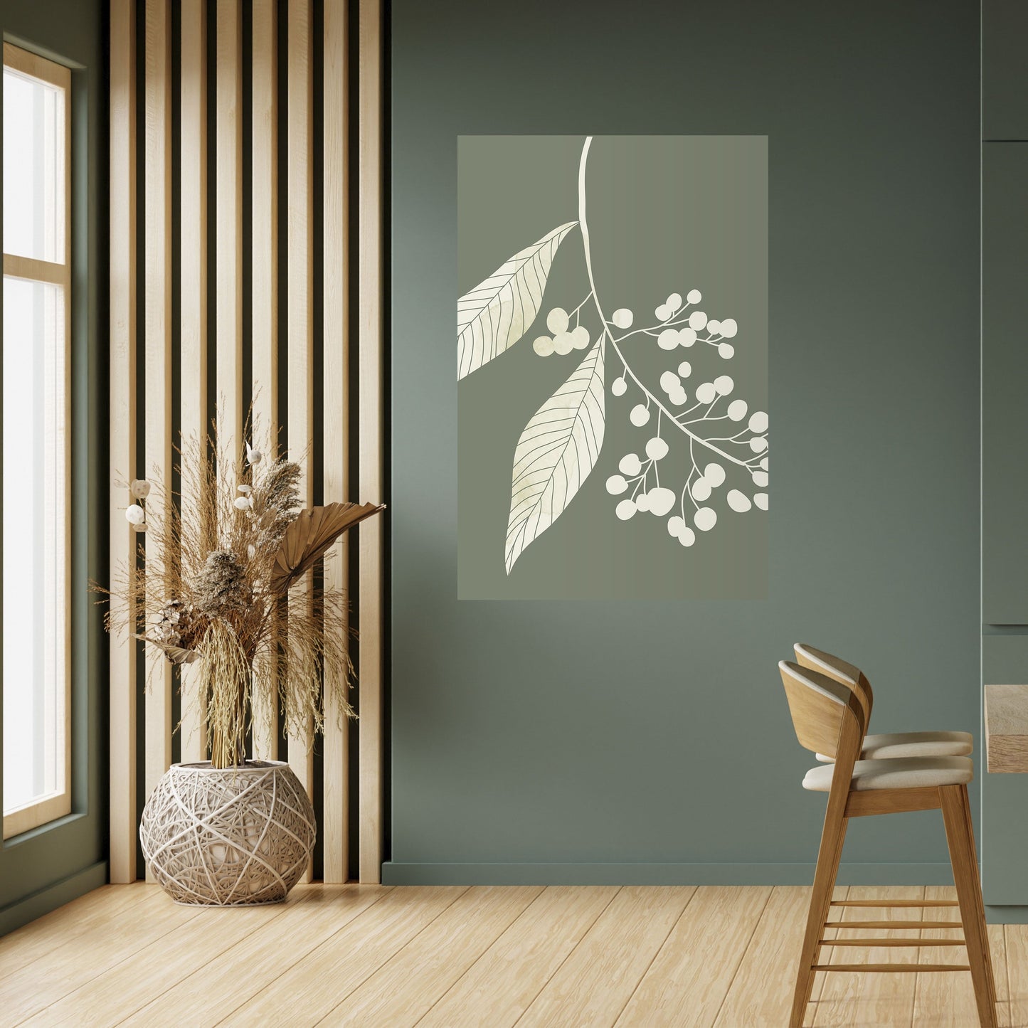 SERENE LEAFY FANTASIES Vertikal poster med självhäftande klistermärke