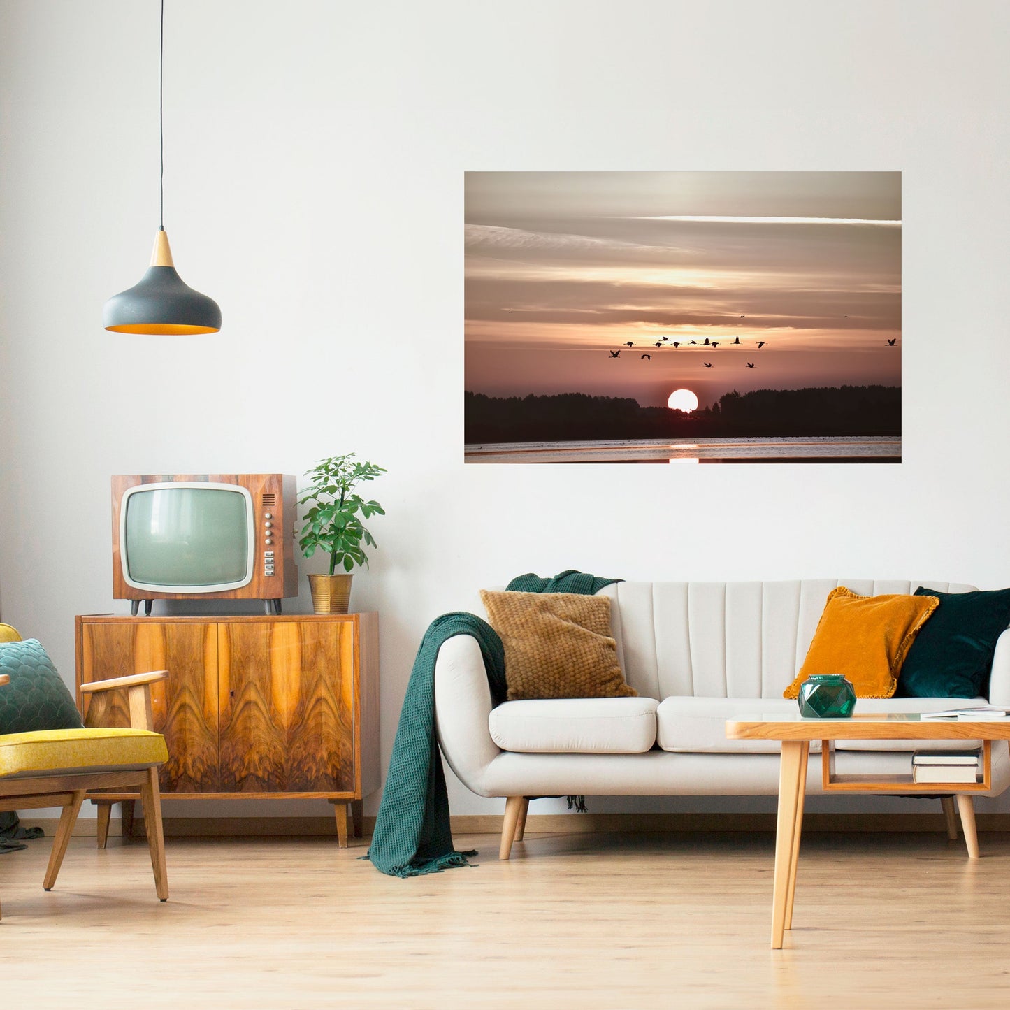 SUNSET FLIGHT SYMPHONY Peel and Stick Horizontal Poster