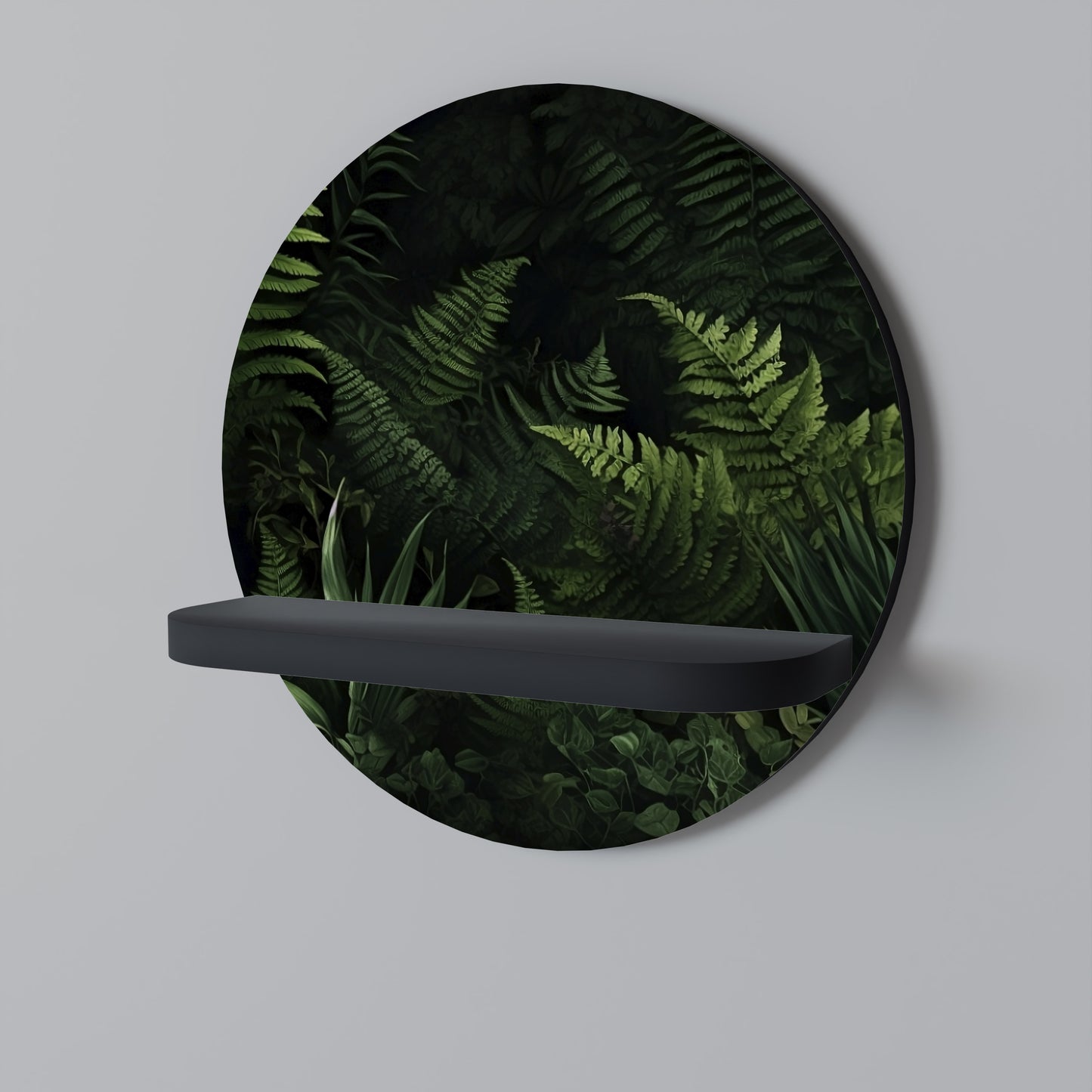 FERN SECRETS Rund konsthylla i svart finish