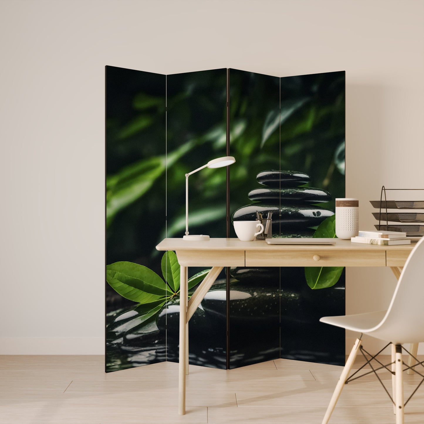 HARMONY STONES Decorative 4-Panel Room Divider