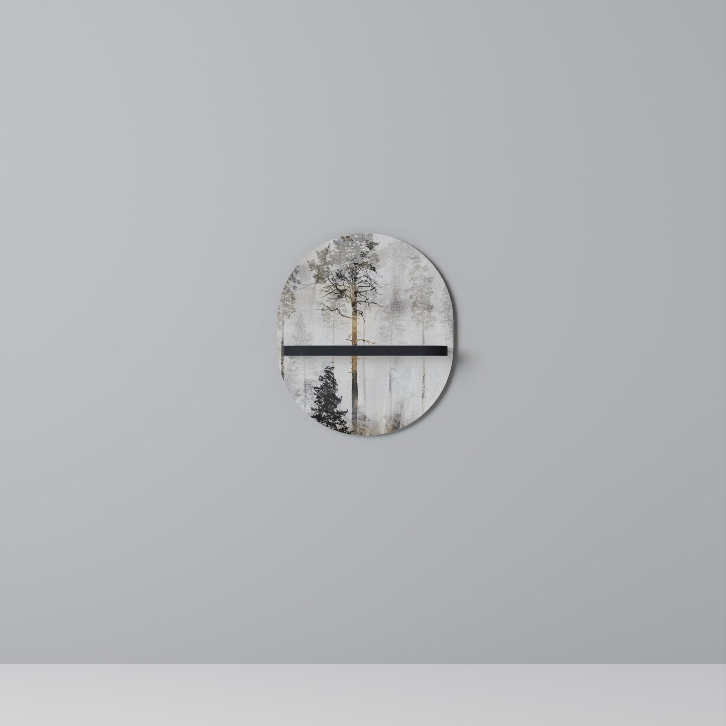 FADE IN THE TREES Oval konsthylla i svart finish