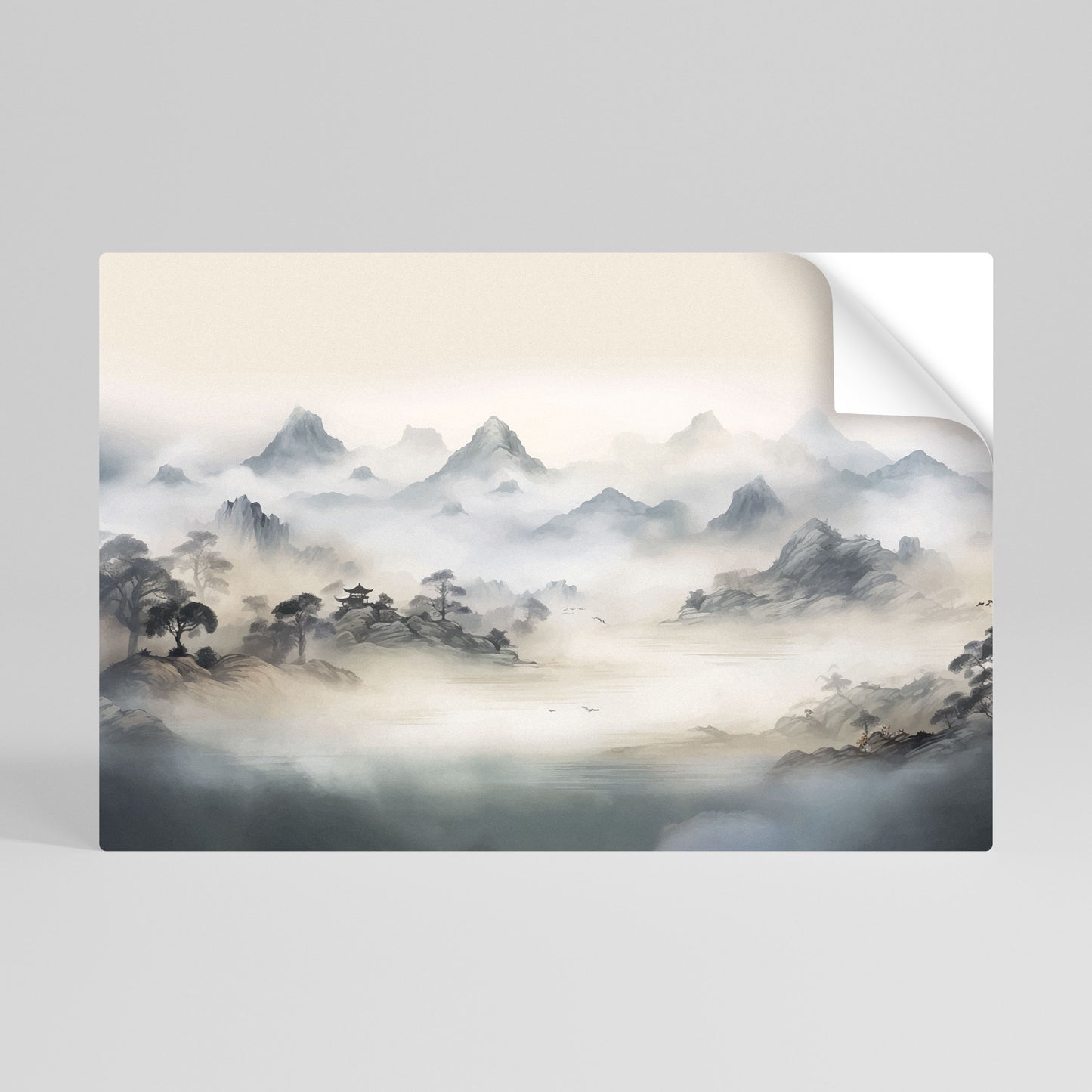 HIDDEN TEMPLE MIST Självhäftande Horisontell Poster