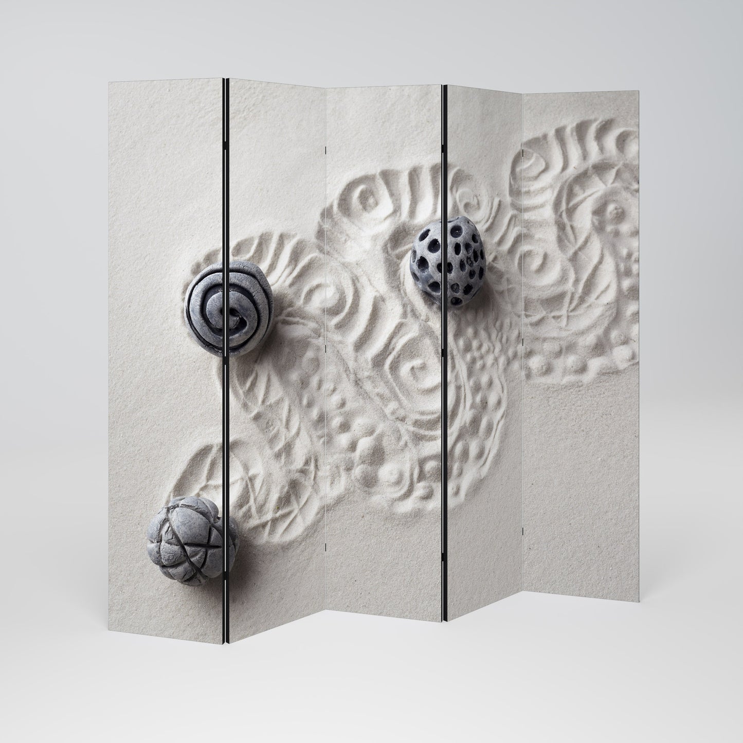SAND SCULPTED SERENITY Decorative 5-Panel Room Divider