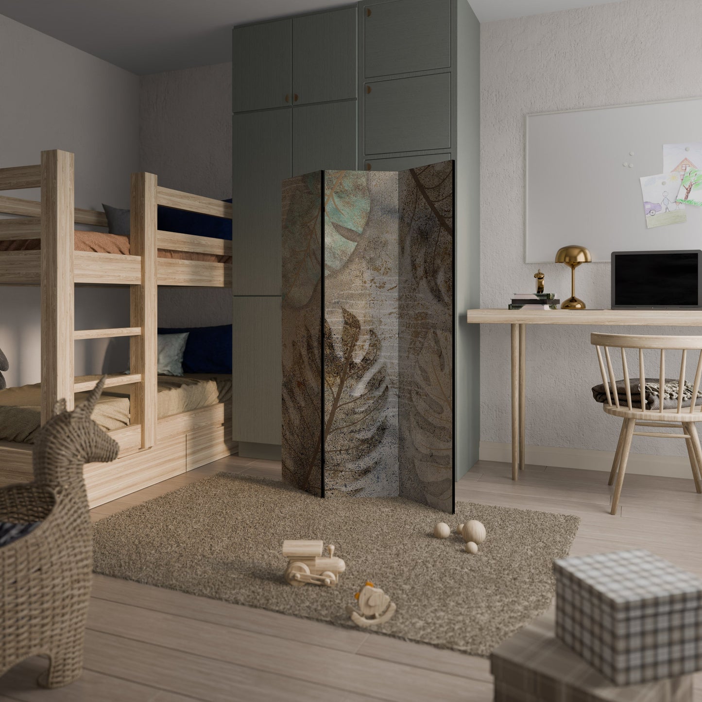 TEXTURERAD LUGN Dekorativ rumsavdelare med 3 paneler