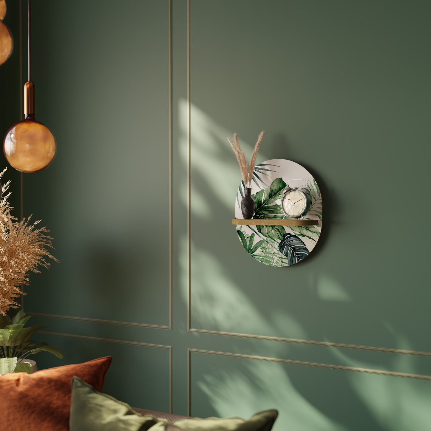 MONSTERA DREAM Oval konsthylla i ekeffekt