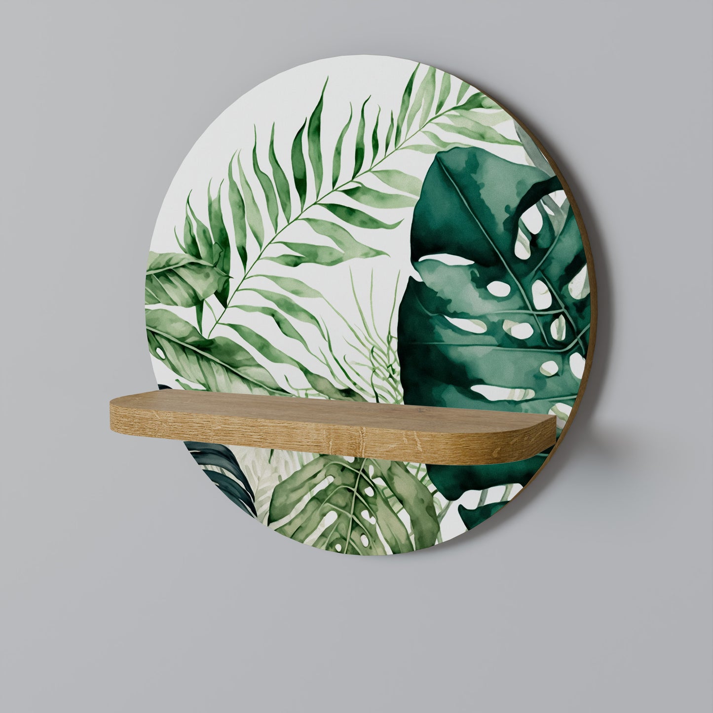 MONSTERA DREAM Rund Konsthylla I Ekeffekt