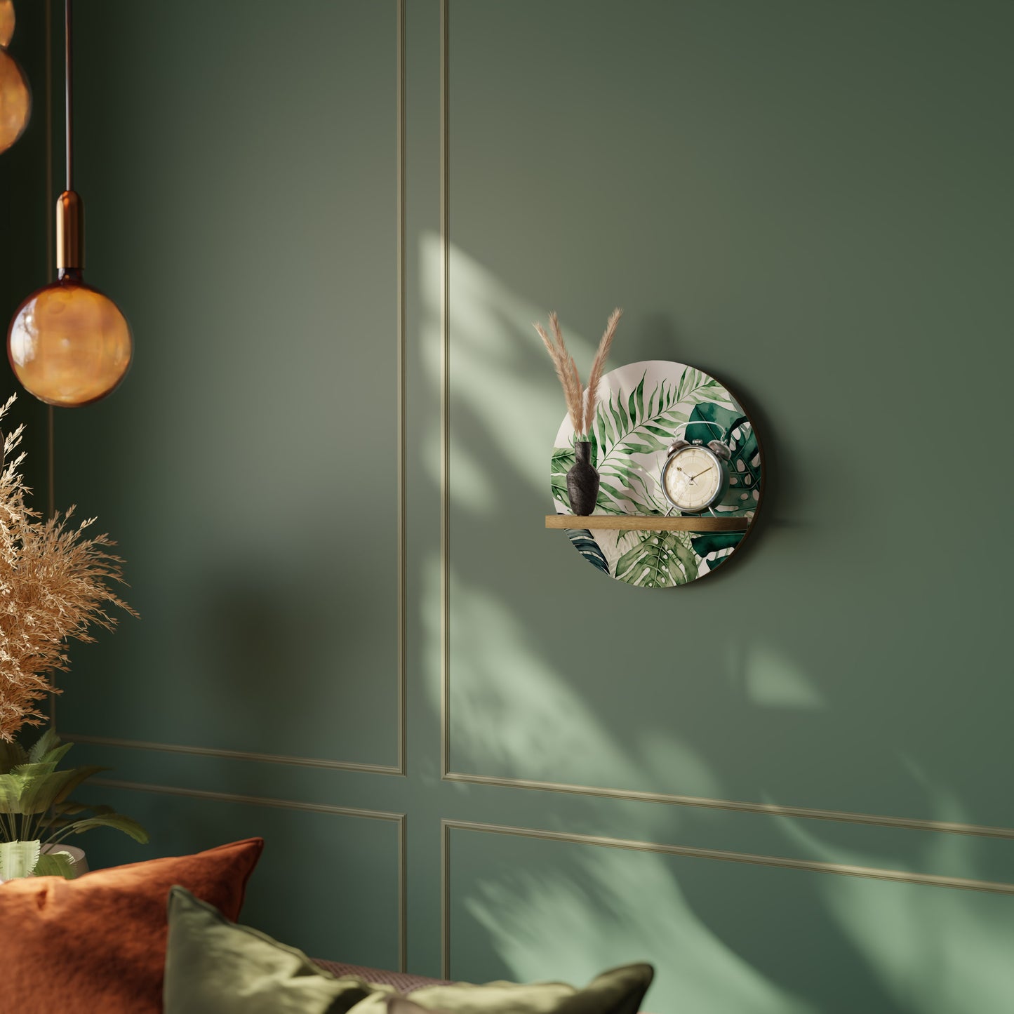 MONSTERA DREAM Rund Konsthylla I Ekeffekt
