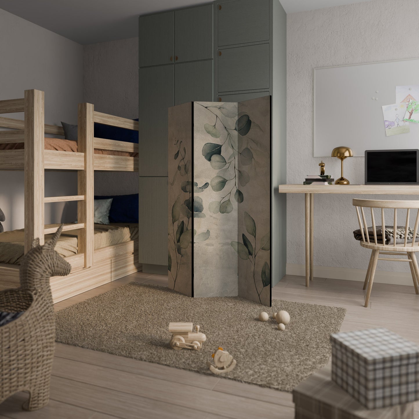 JORDNÄR ELEGANS Dekorativ rumsavdelare med 3 paneler