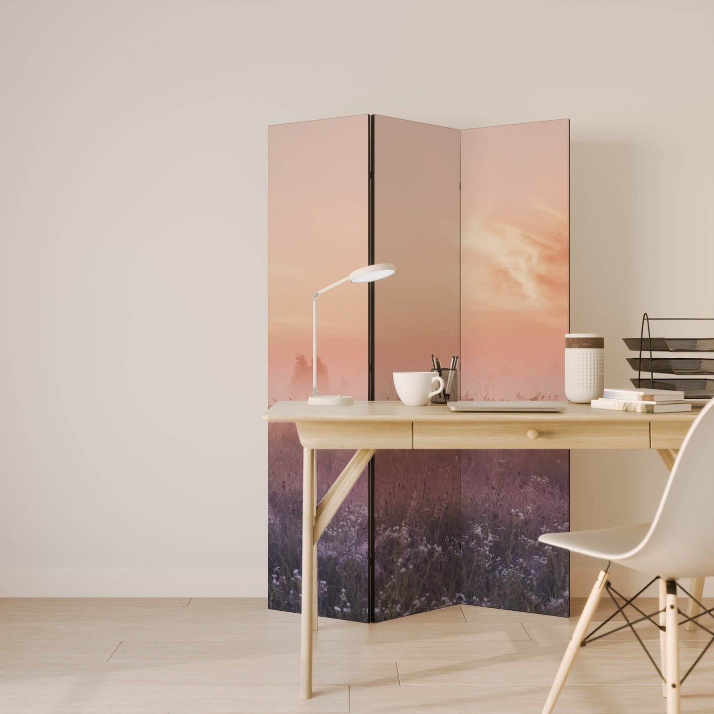 ENCHANTED MORNING VEIL Decorative 3-Panel Room Divider