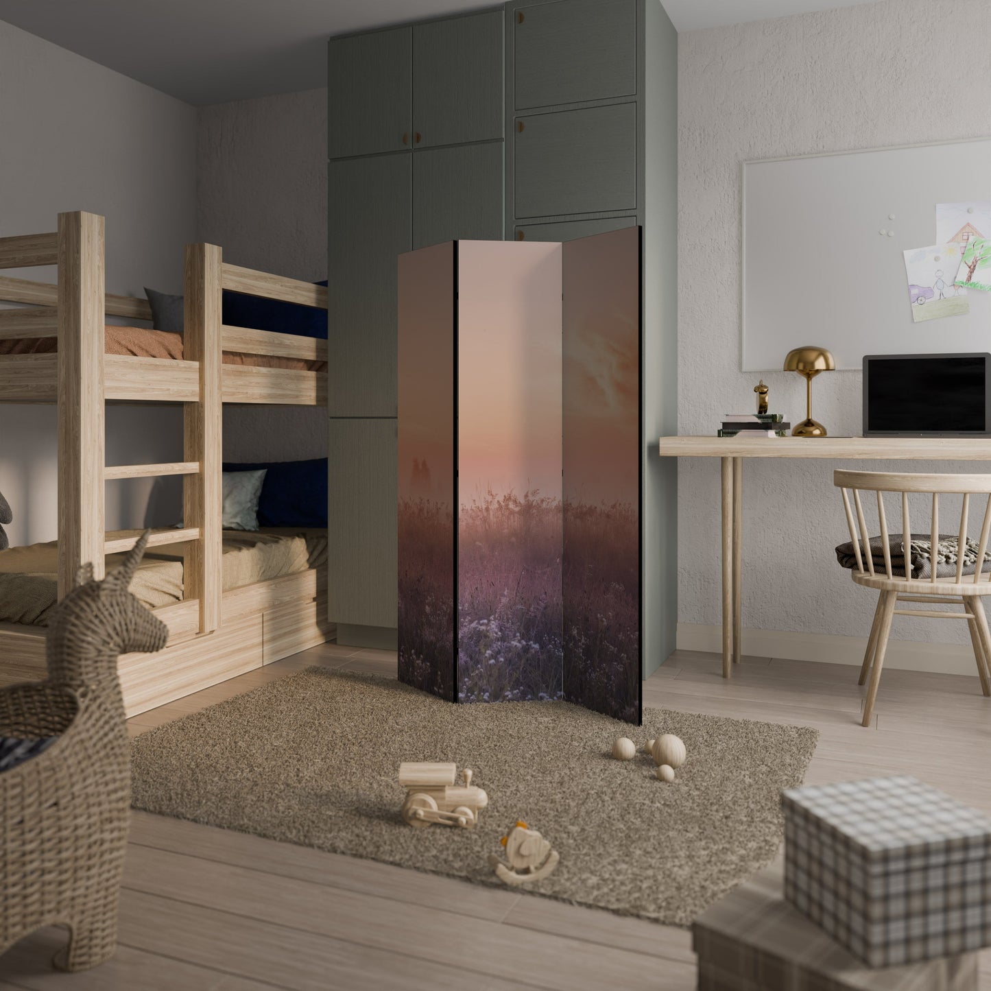 ENCHANTED MORNING VEIL Decorative 3-Panel Room Divider