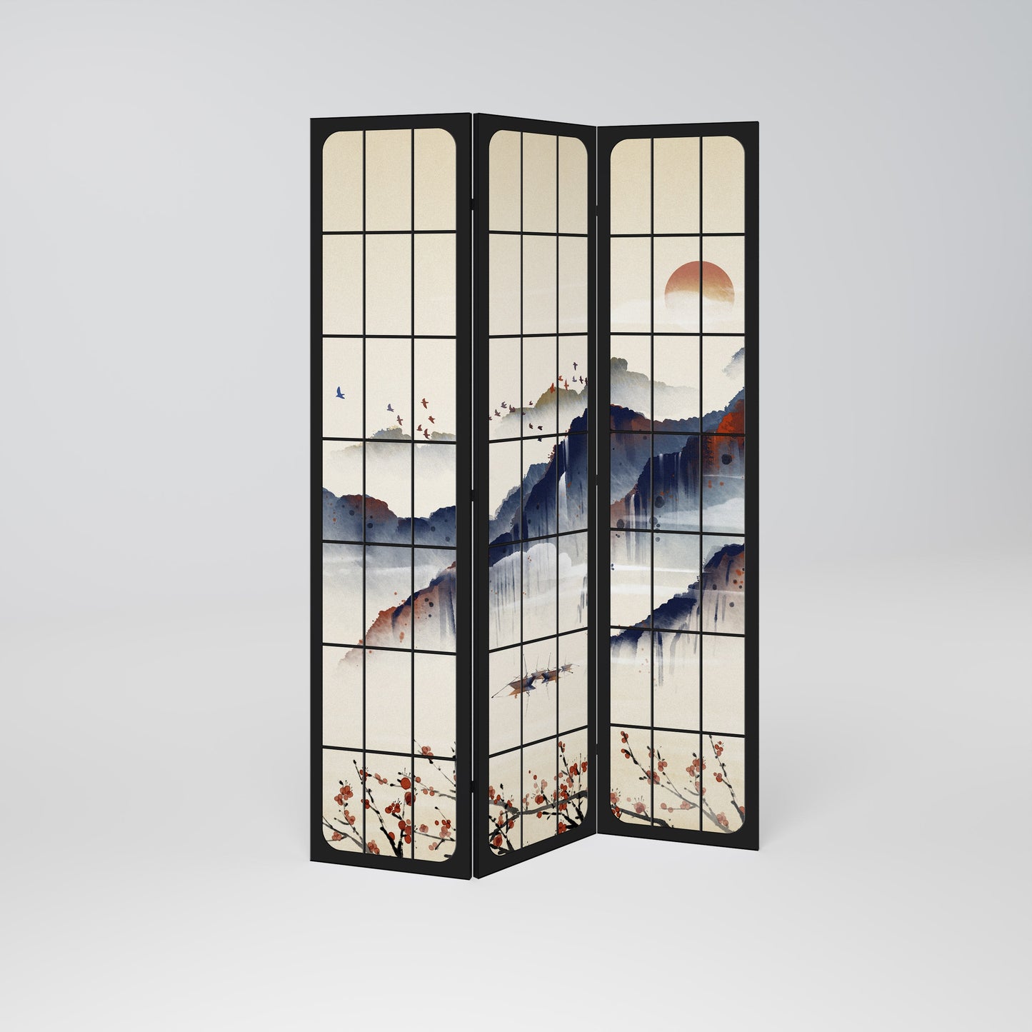 JAPANESE LANDSCAPE Decorative 3-Panel Room Divider